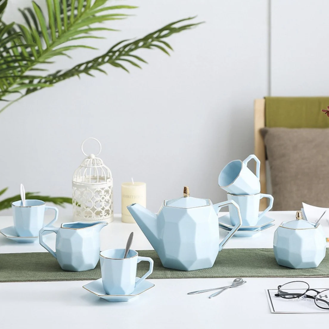 Modern Tea Set Blue - Image 3