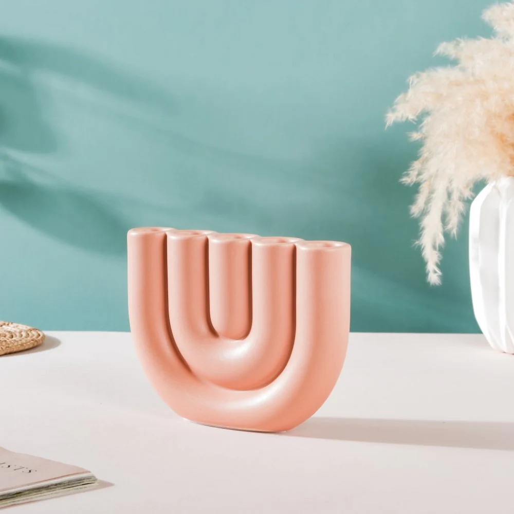 Modern Tube Candle Holder 5 Arms Peach - Image 4