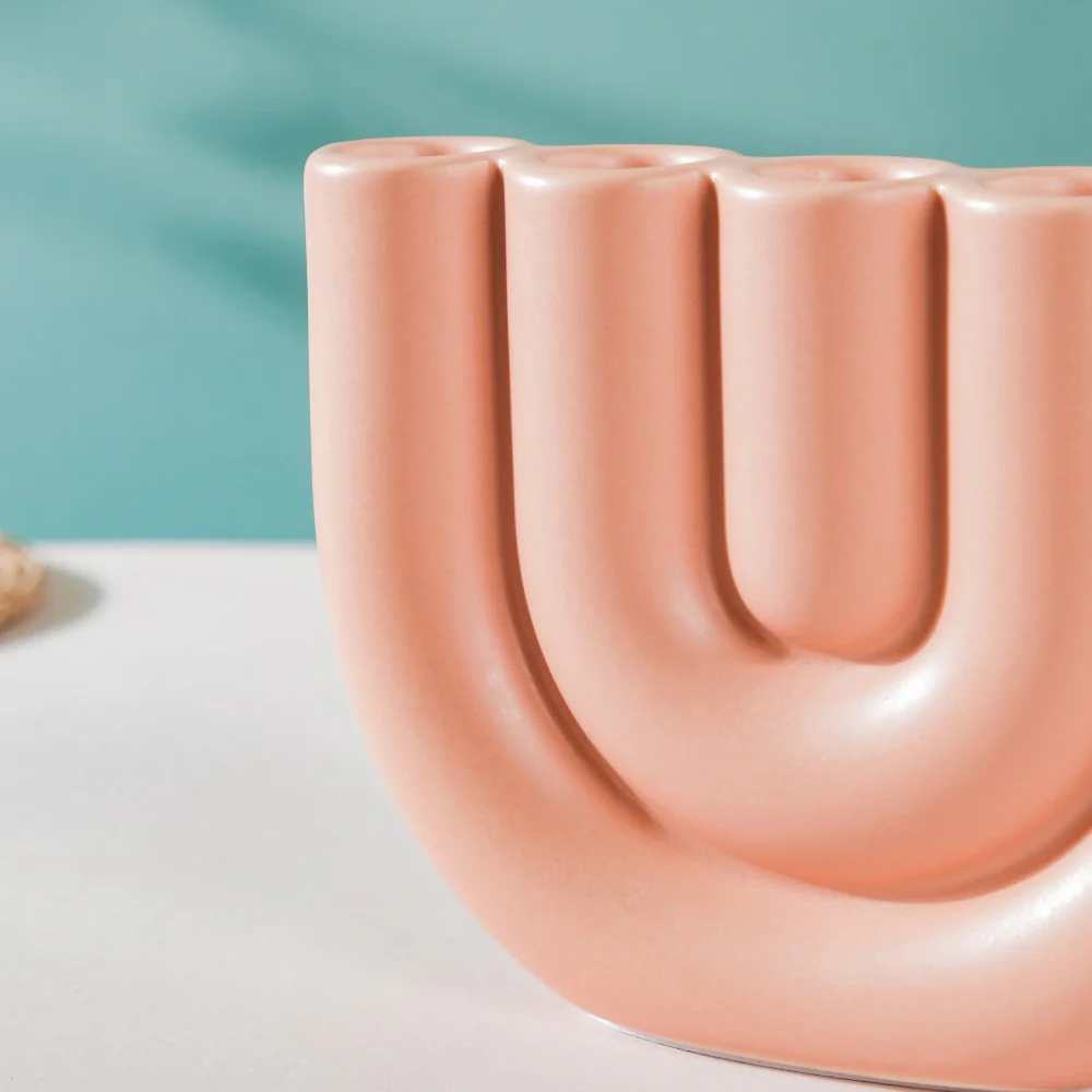 Modern Tube Candle Holder 5 Arms Peach - Image 9