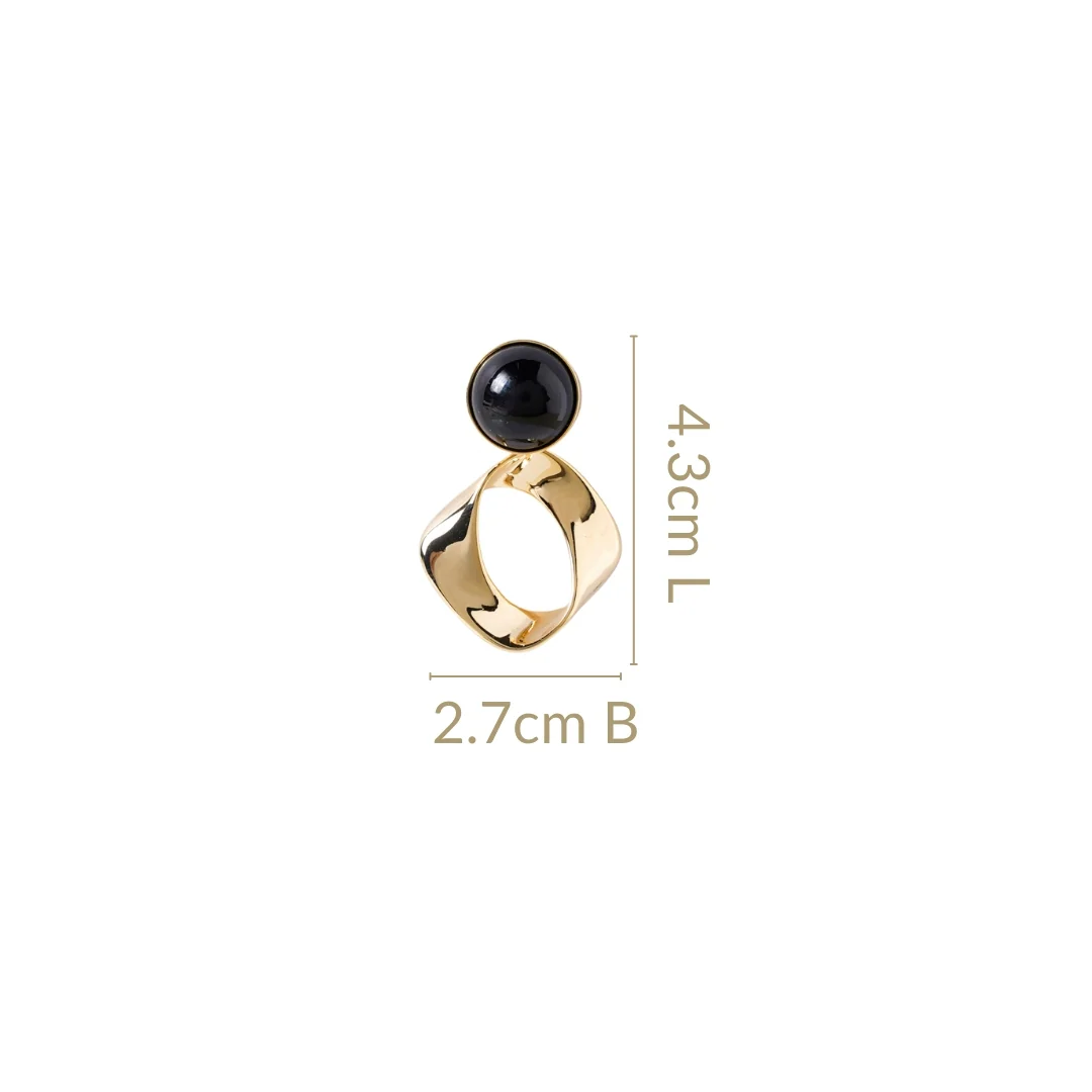 Modern Twist Dangle Earrings Black - Image 3