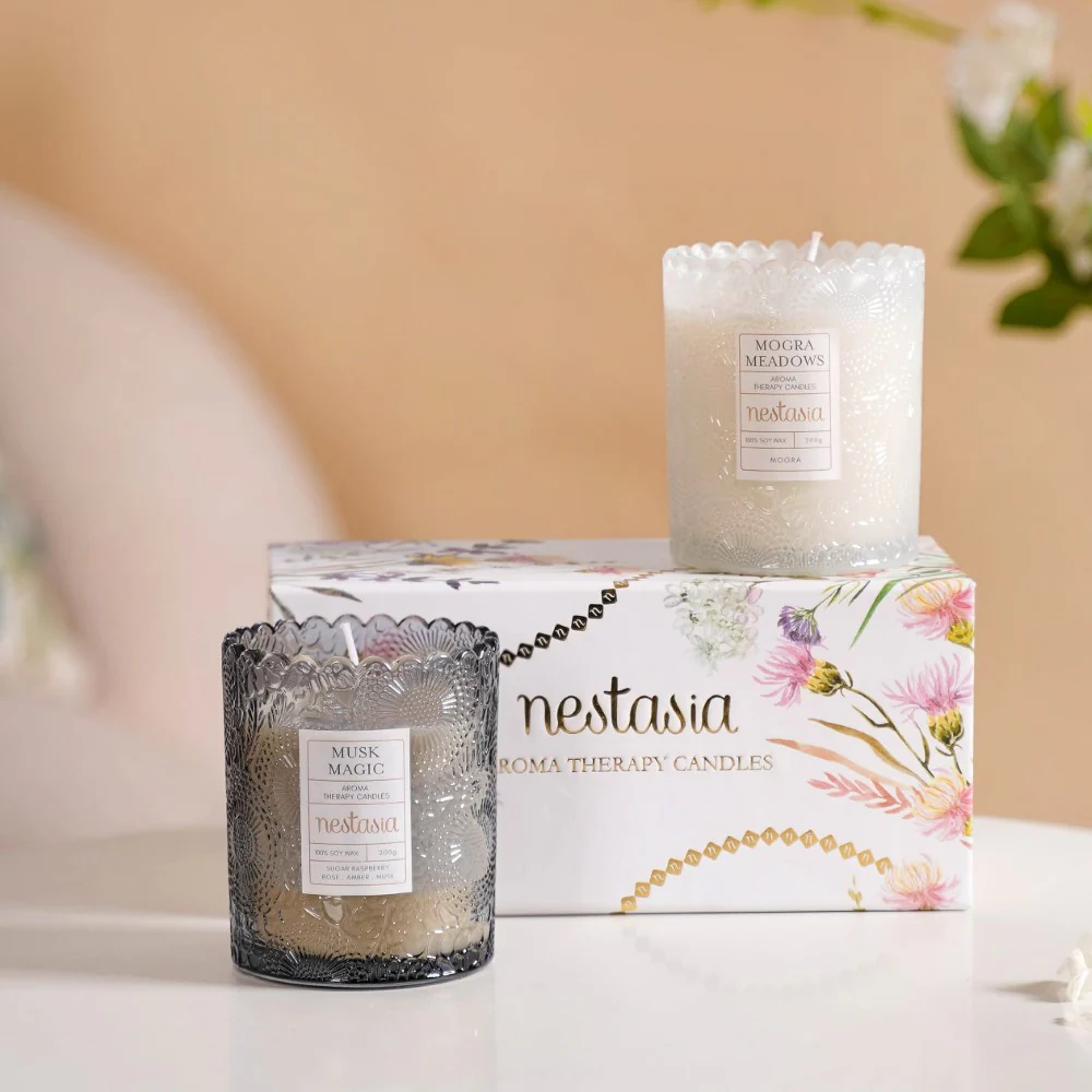 Mogra & Musk Melody Scented Candle Jars Set Of 2 - Image 6