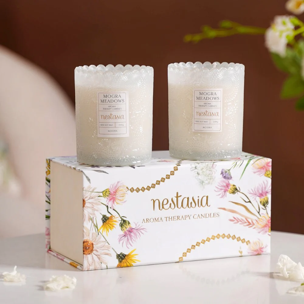 Mogra Scented Soy Wax Votive Candle Jar Set Of 2 - Image 3