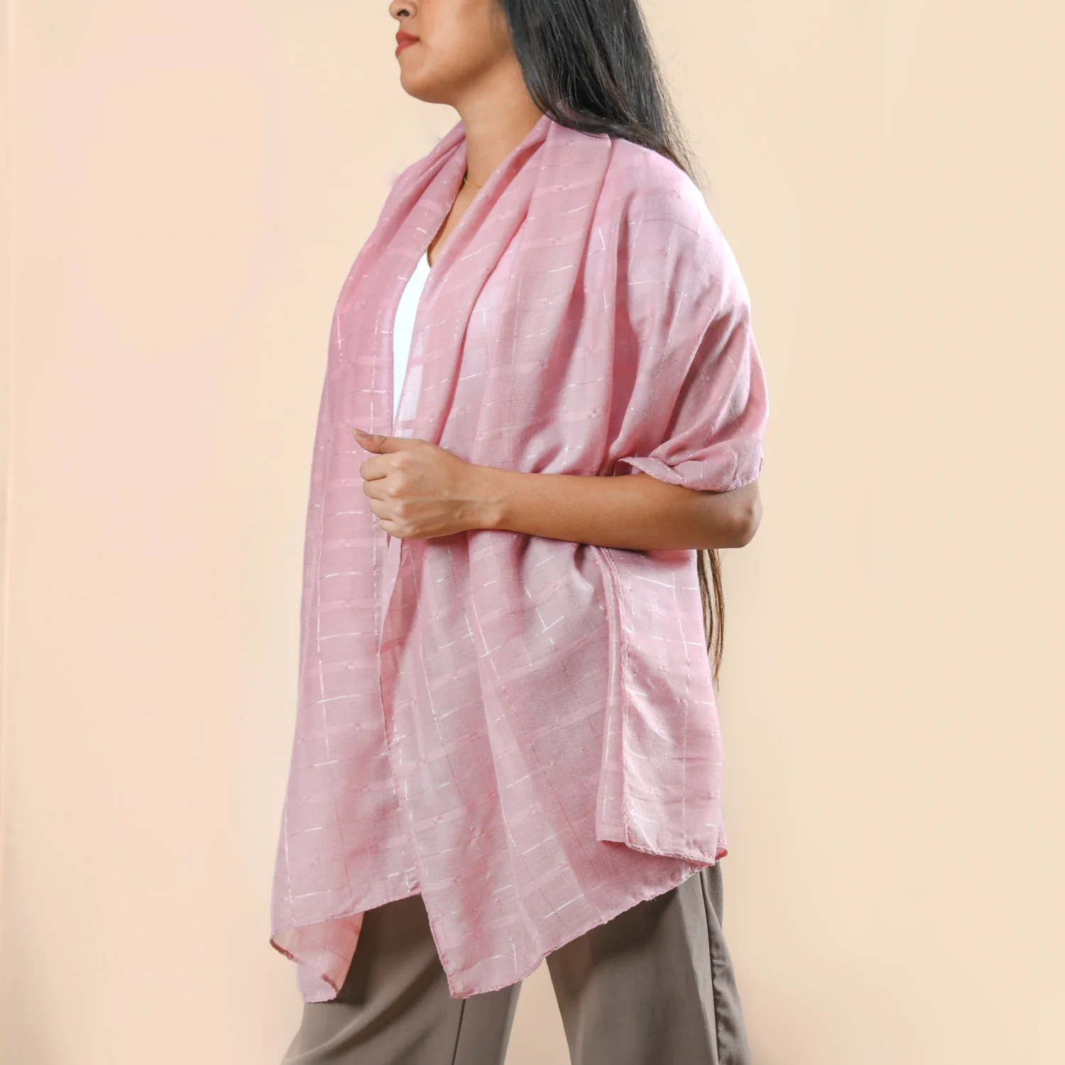 Moire Effect Fashion Scarf For Women Lilac - Image 2