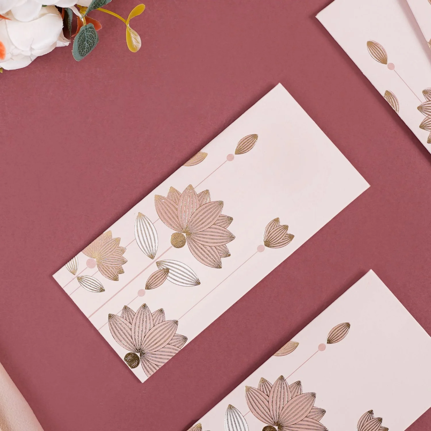 Money Gift Envelope Gold Lotus Set Of 12 Pink - Image 6