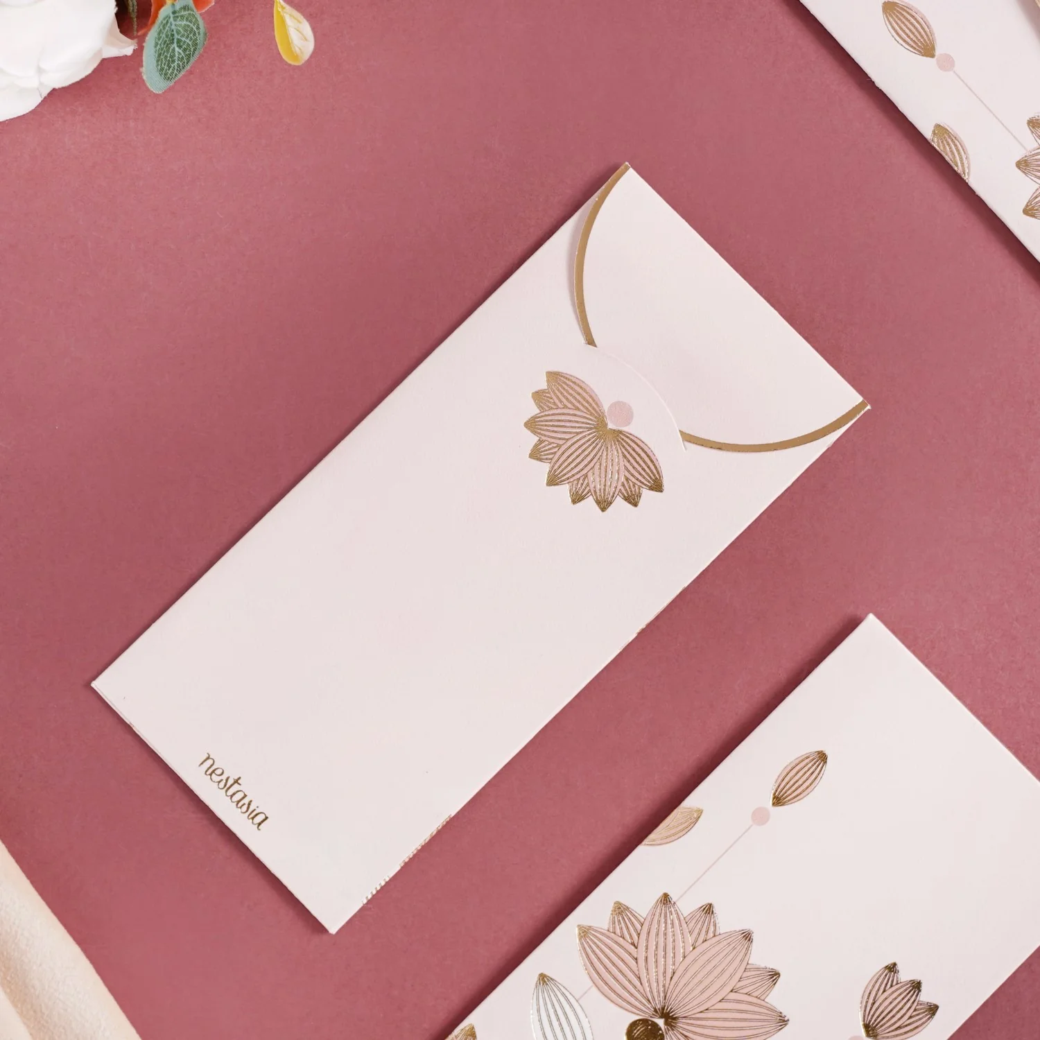 Money Gift Envelope Gold Lotus Set Of 12 Pink - Image 8