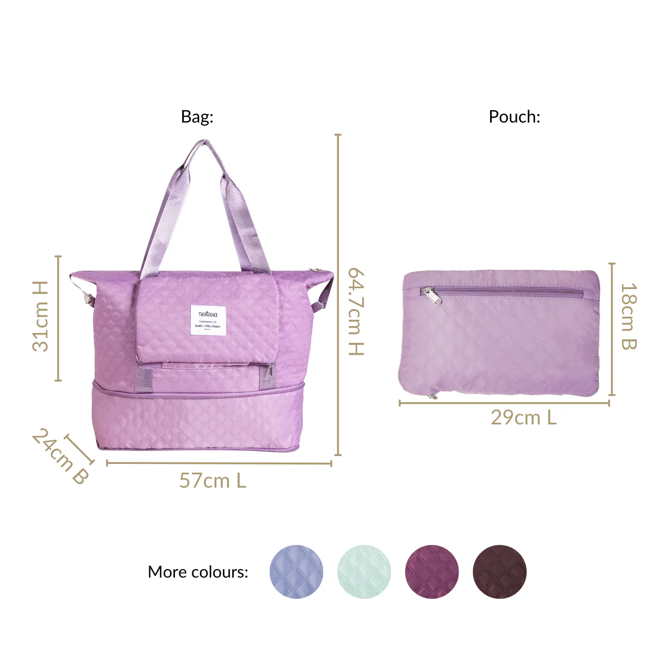 Montara Waterproof Over Night Bag Foldable Expandable Violet - Image 4