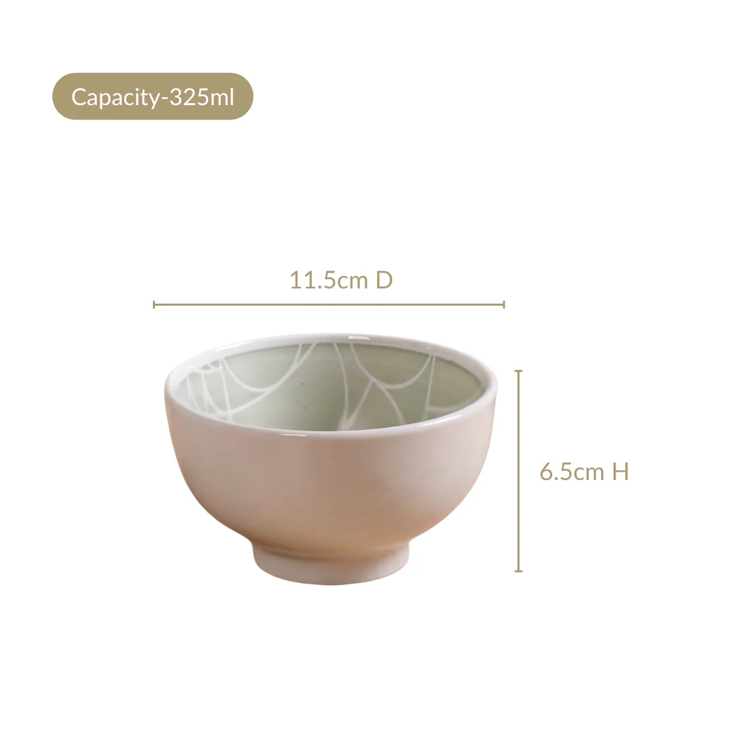 Monvia Geometric Pattern Ceramic Bowl Set Of 4 Mint 325ml - Image 4