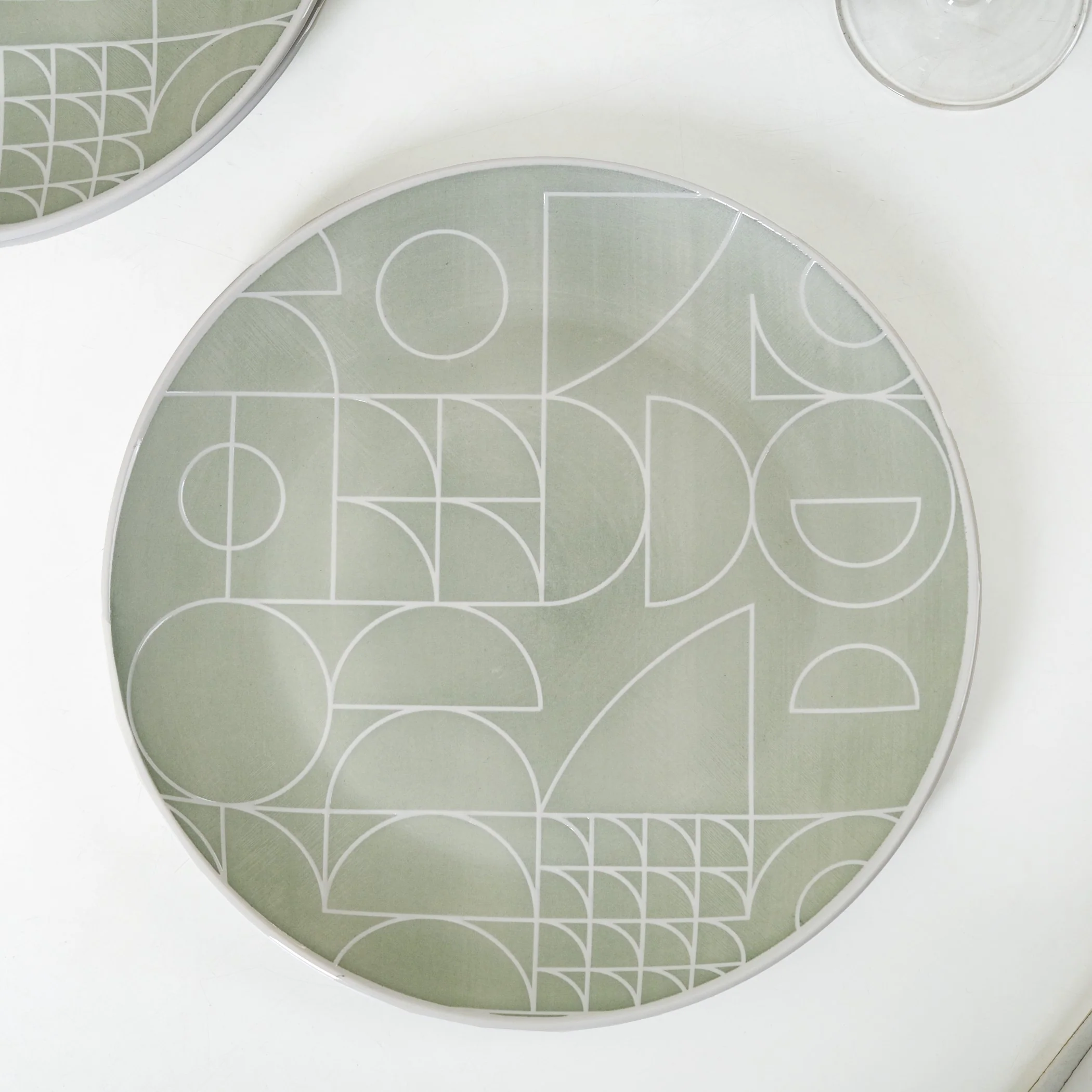Monvia Geometric Pattern Dinner Plate Set Of 4 Mint 10 Inch - Image 6