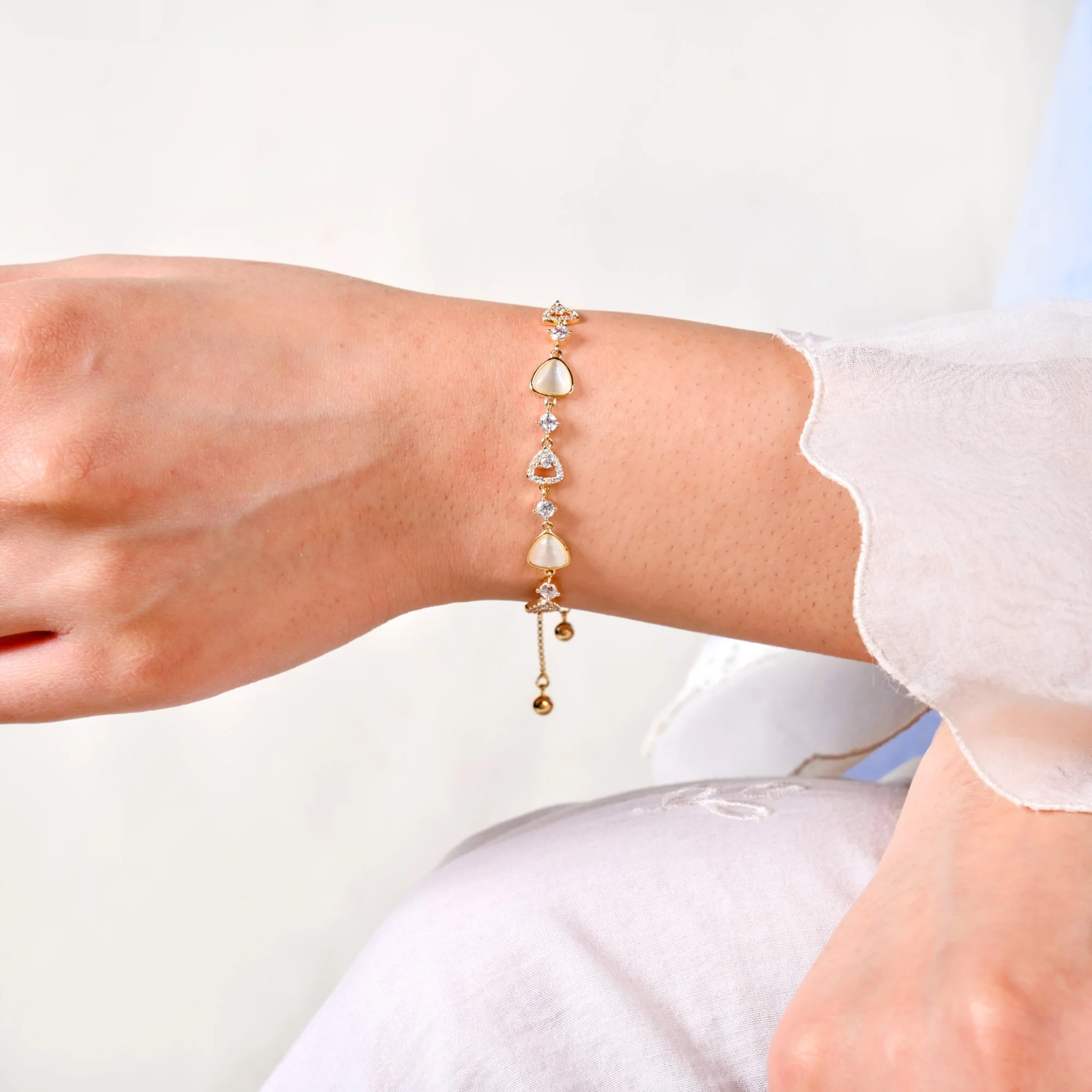 Moonstone Gold Chain Bracelet - Image 2