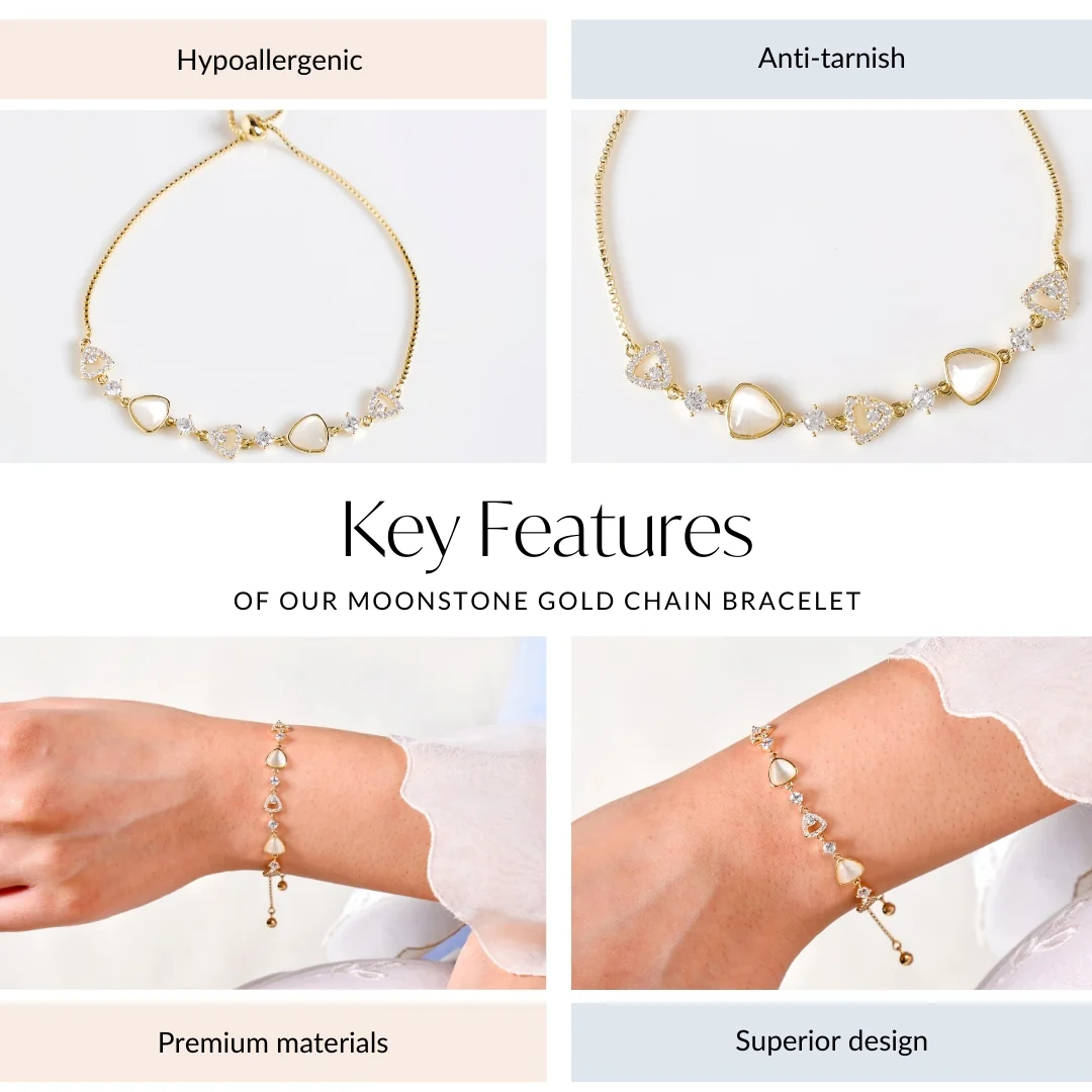 Moonstone Gold Chain Bracelet - Image 4