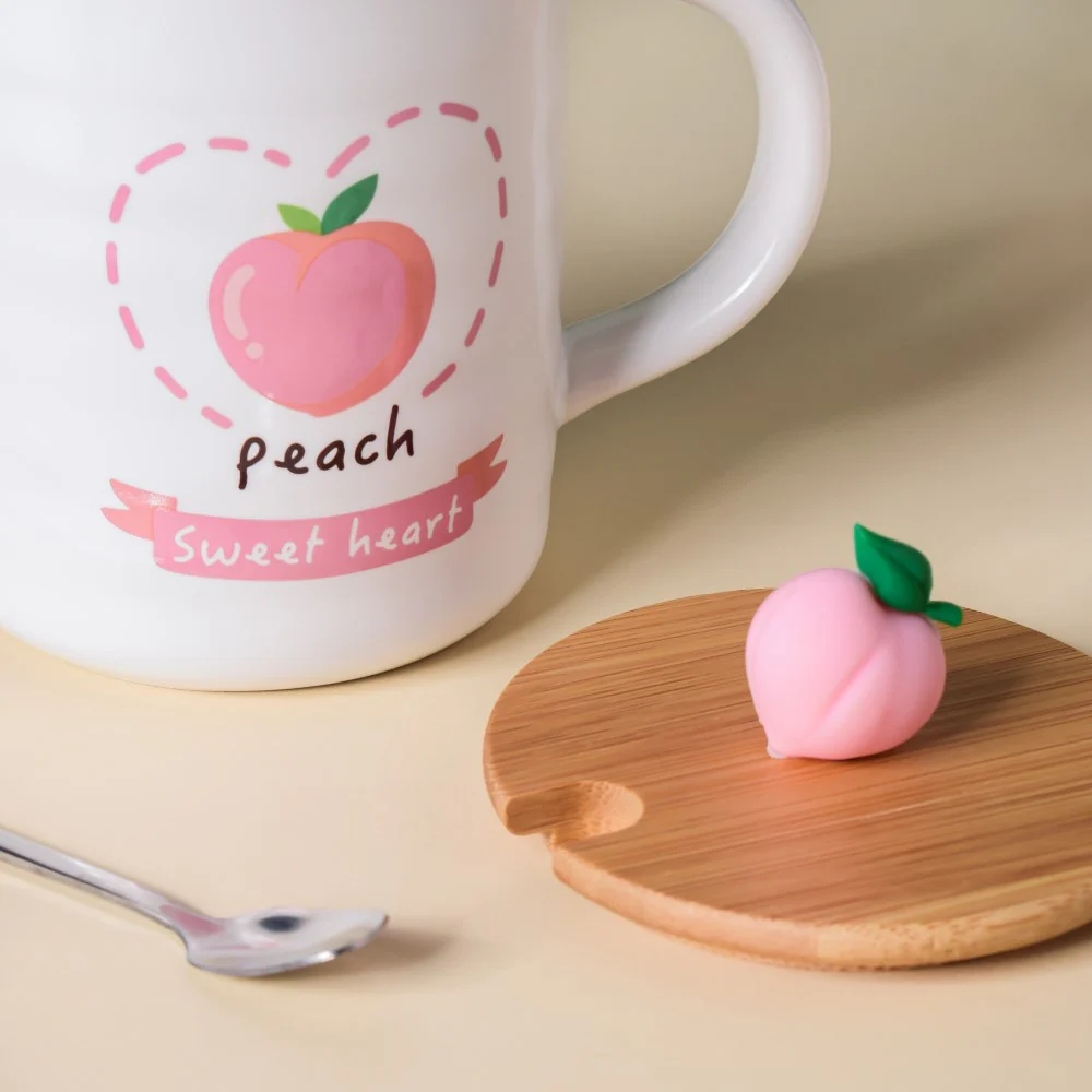 Morning Tea Mug Hearty Peach With Lid And Spoon 350 ml - Image 6