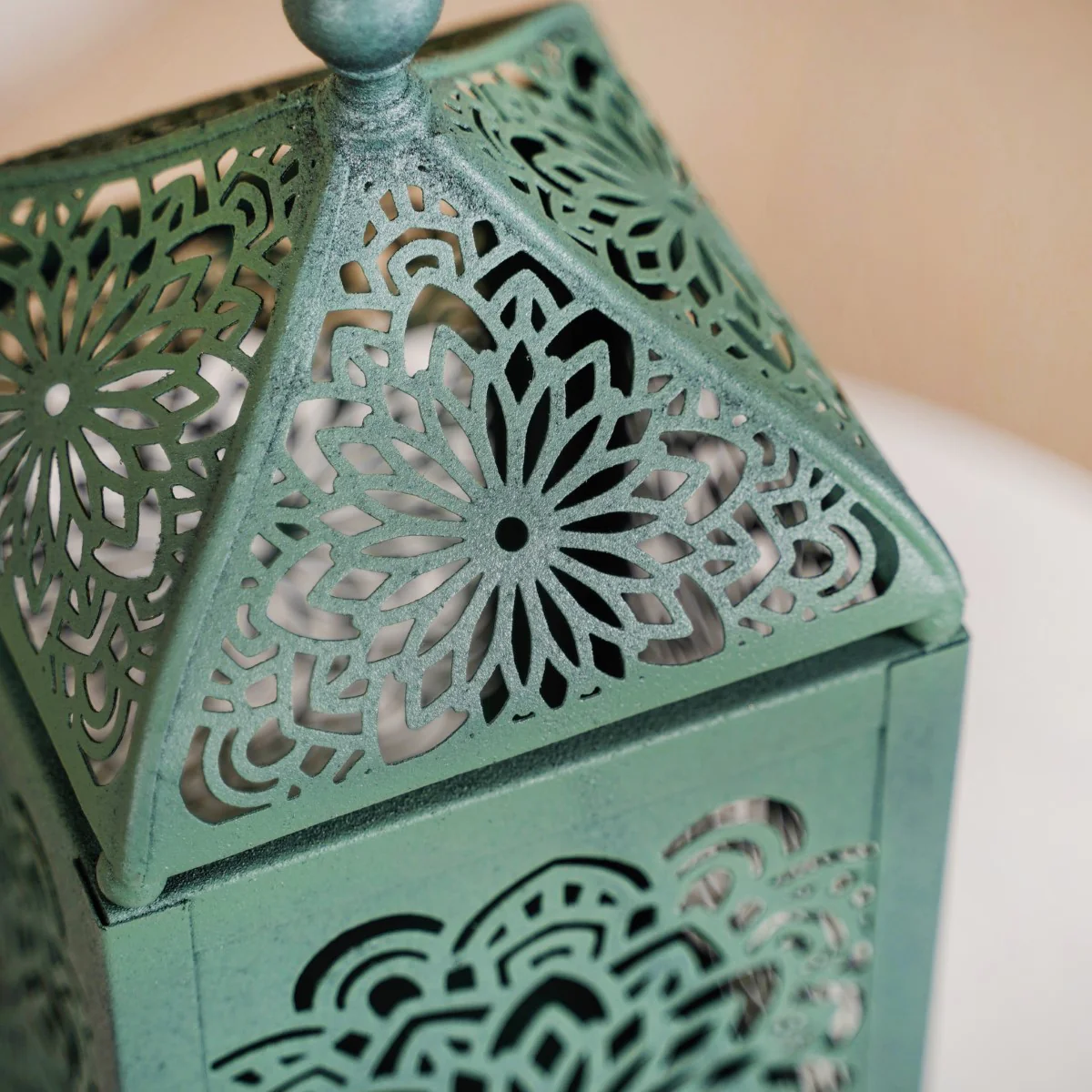 Moroccan Decorative Metal Lantern Sage Green - Image 12