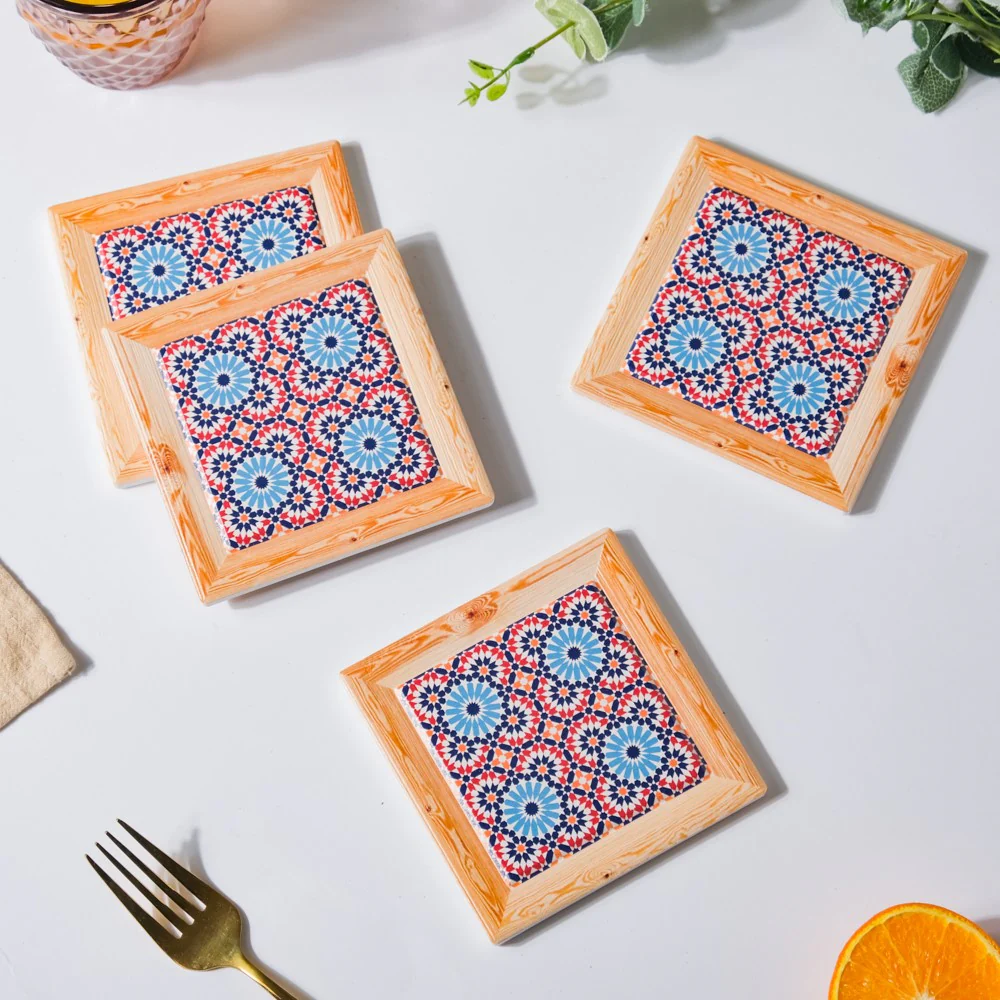 Moroccan Framed Ceramic Coaster Set Of 4 - Image 5
