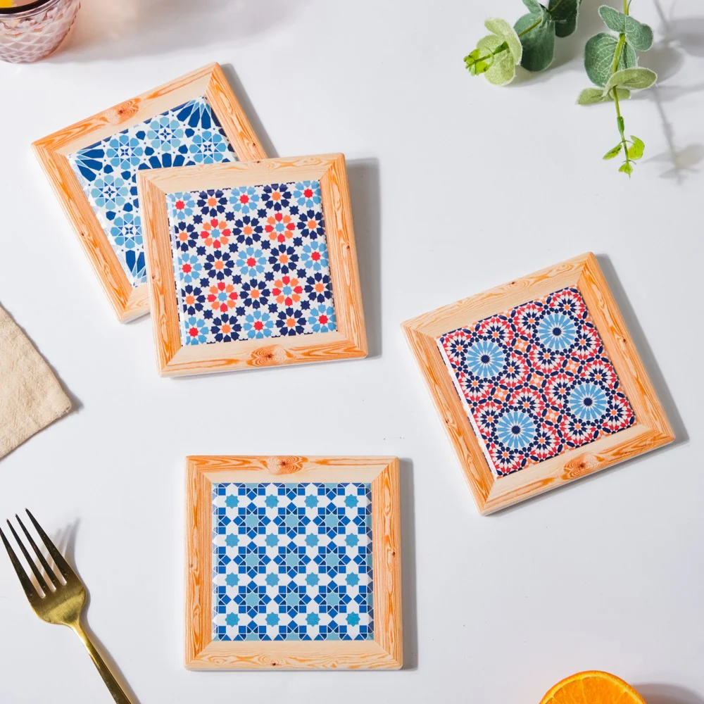 Moroccan Framed Ceramic Coaster Set Of 4 - Image 8