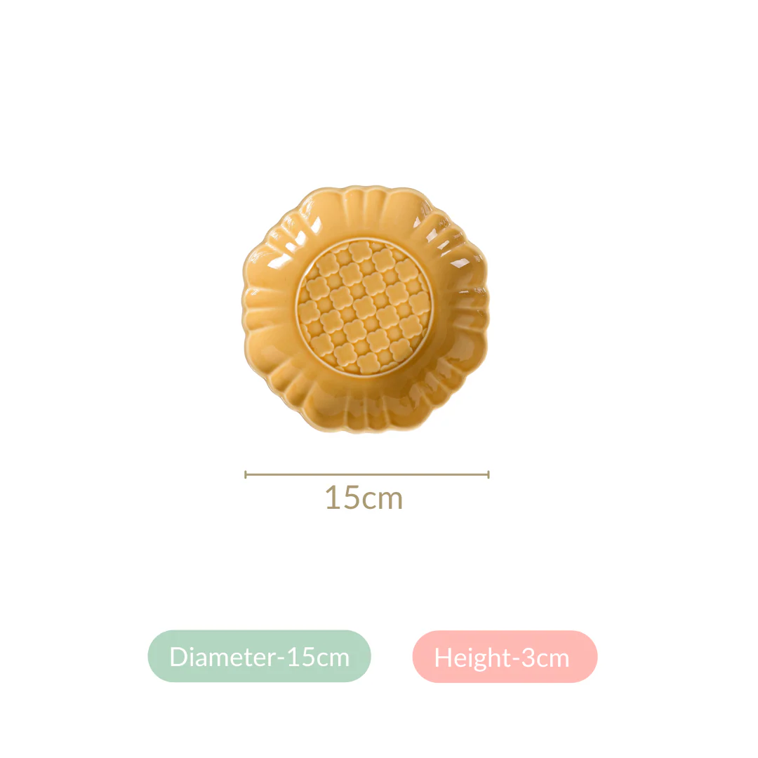 Moroccan Motif Dessert Plate Set Of 4 Yellow Ochre 6 Inch - Image 6