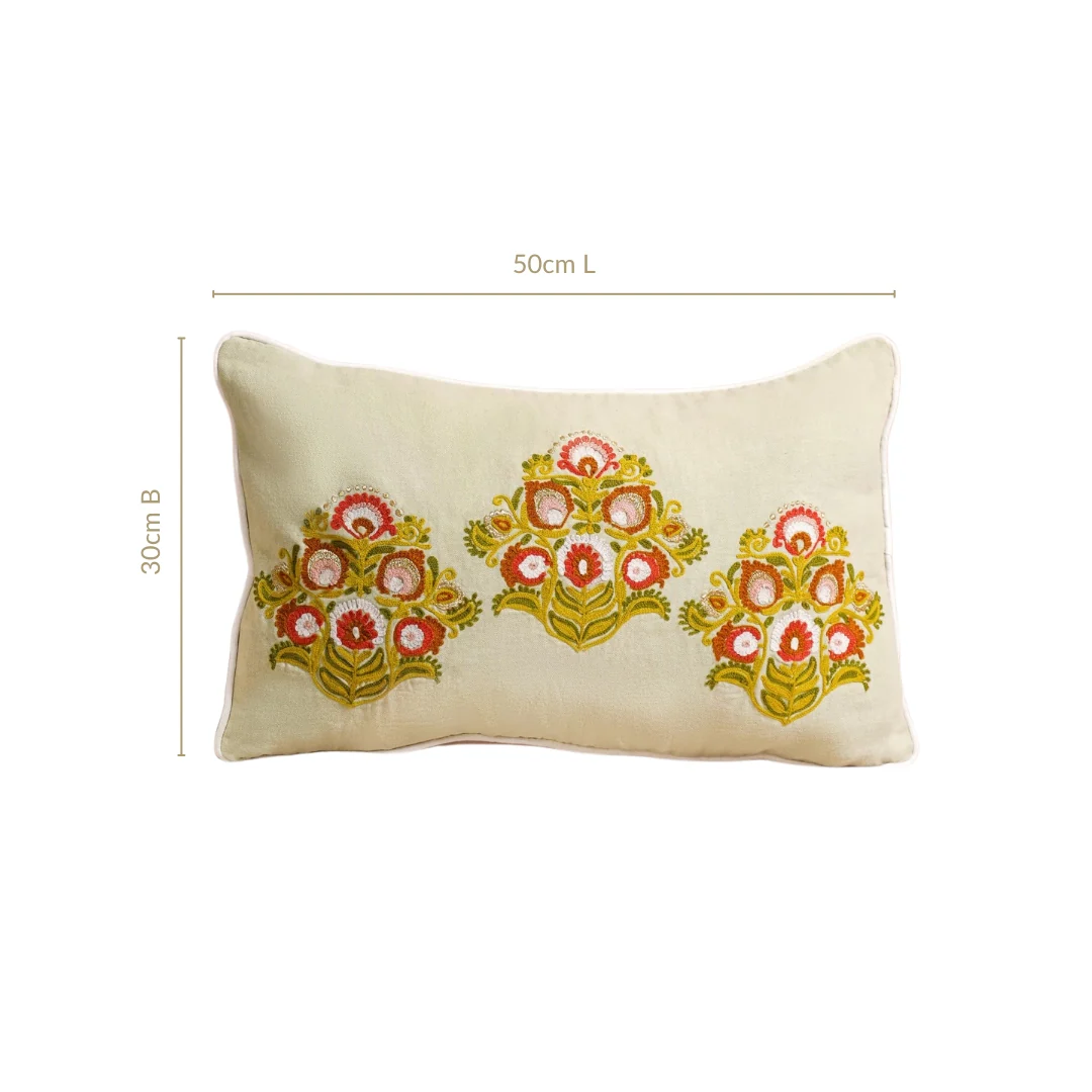Motif Cotton Canvas Embroidered Cushion Cover 50x30cm - Image 2