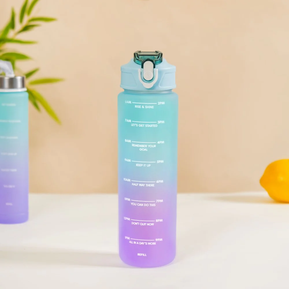 Set Of 3 Motivational Water Bottles Green Lavender - Image 5