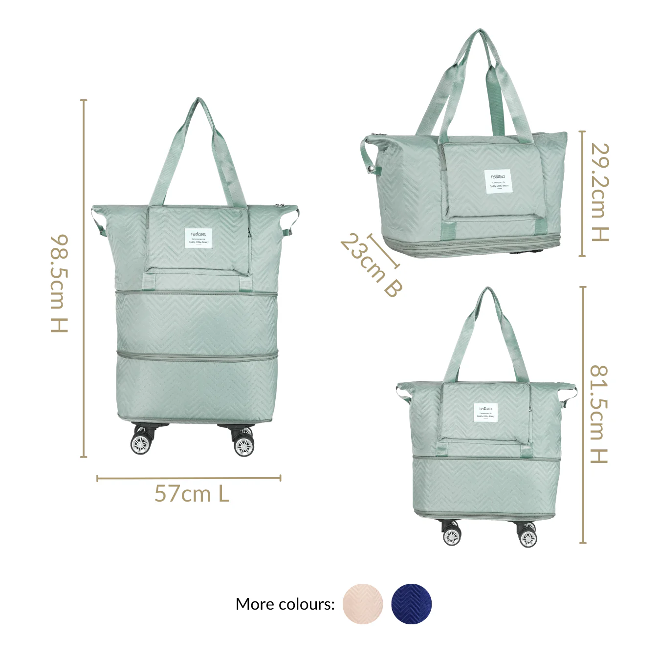 Movo Double Expandable Travel Bag With Detachable Wheels - Image 4