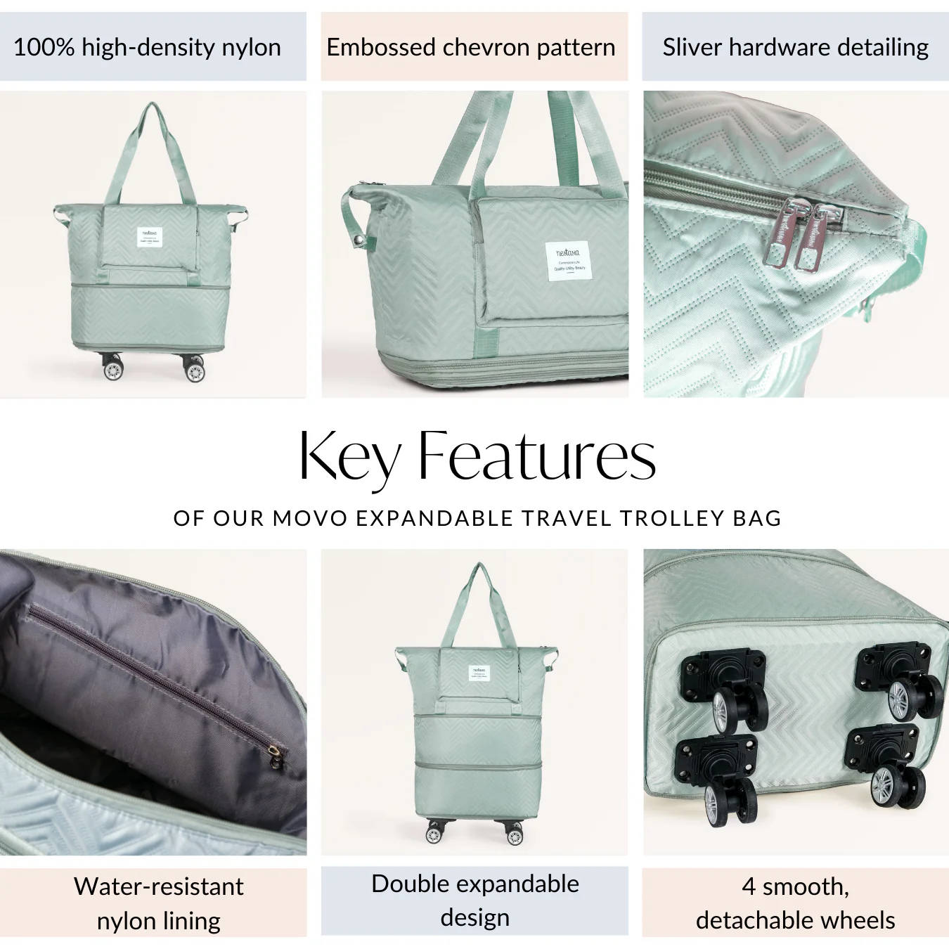 Movo Double Expandable Travel Bag With Detachable Wheels - Image 5