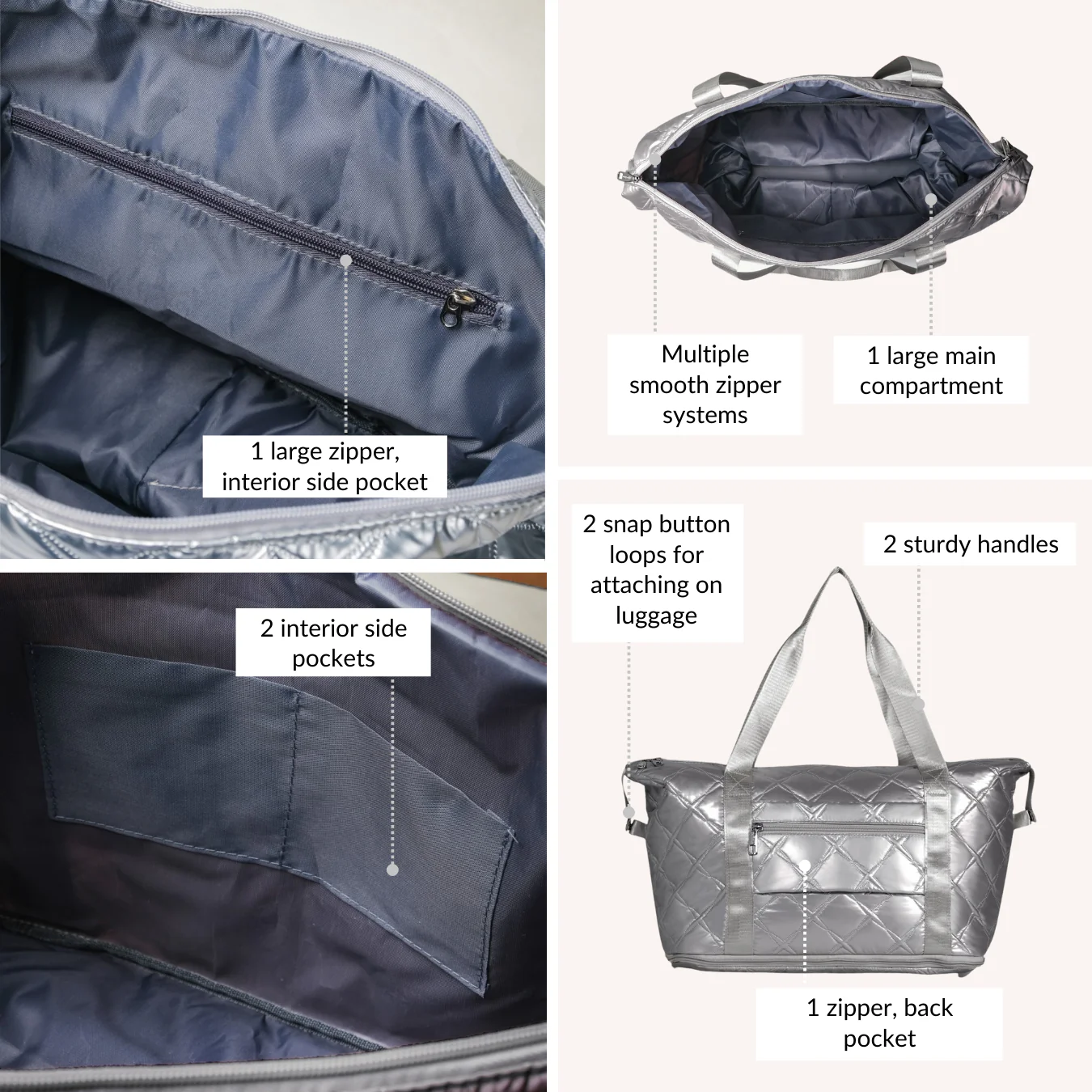 Movo Expandable Travel Bag With Removable Wheels Silver - Image 6