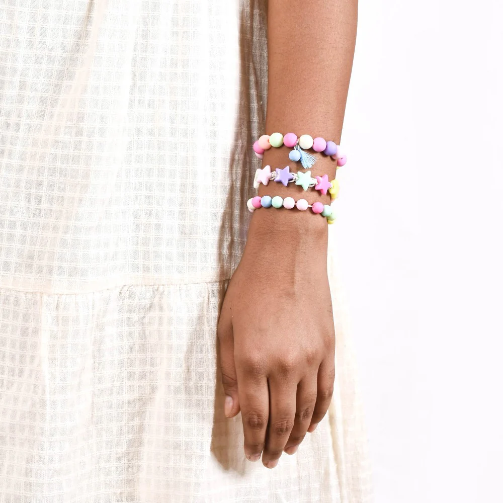 Multicolour Beads And Stars Stackable Bracelet Set Of 3 - Image 3