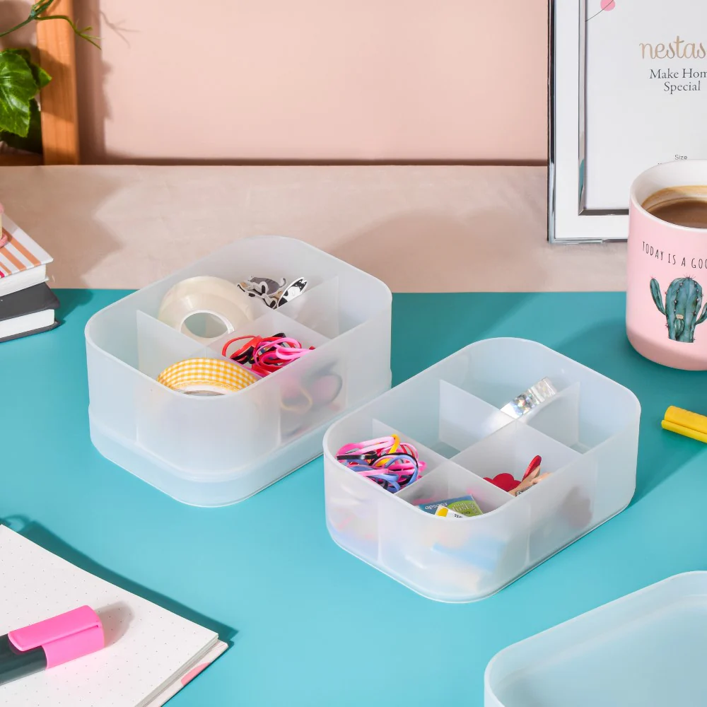 Multicompartment Storage Box Set Of 4