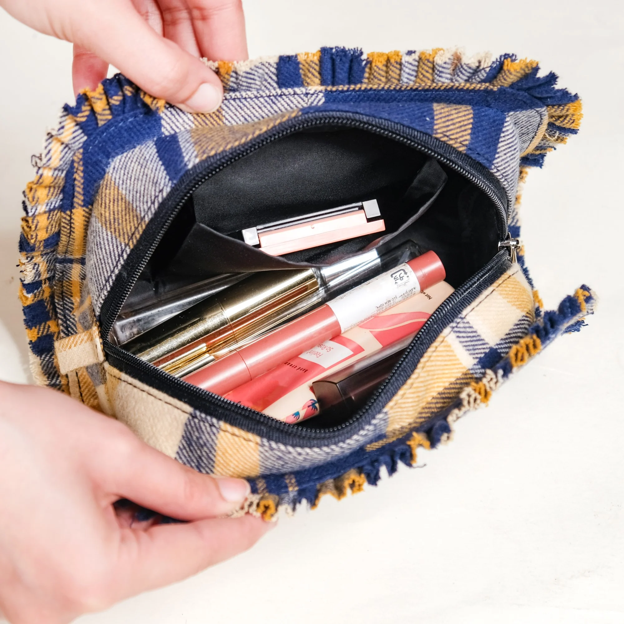 Multipurpose Cotton Frill Makeup Organizer Set Of 2 Blue - Image 7