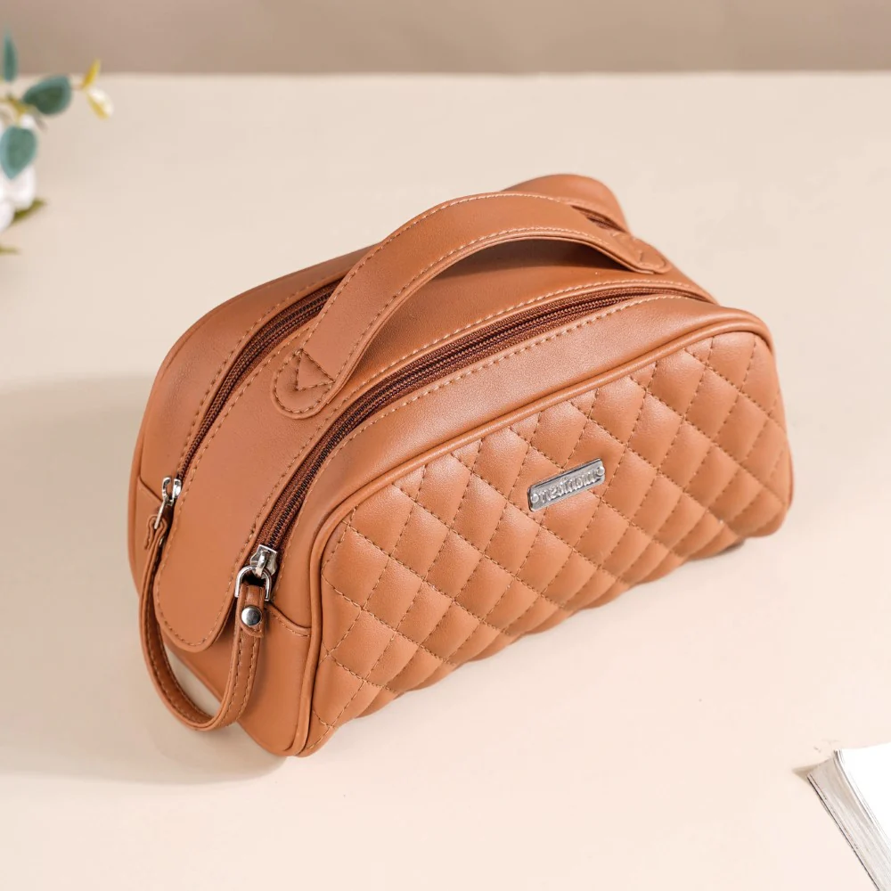 Multipurpose Quilted Vanity Pouch Brown - Image 4