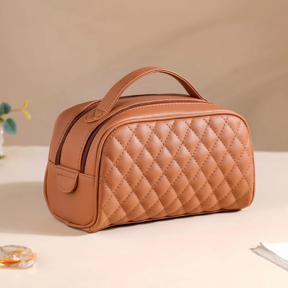 Multipurpose Quilted Vanity Pouch Brown - Image 5