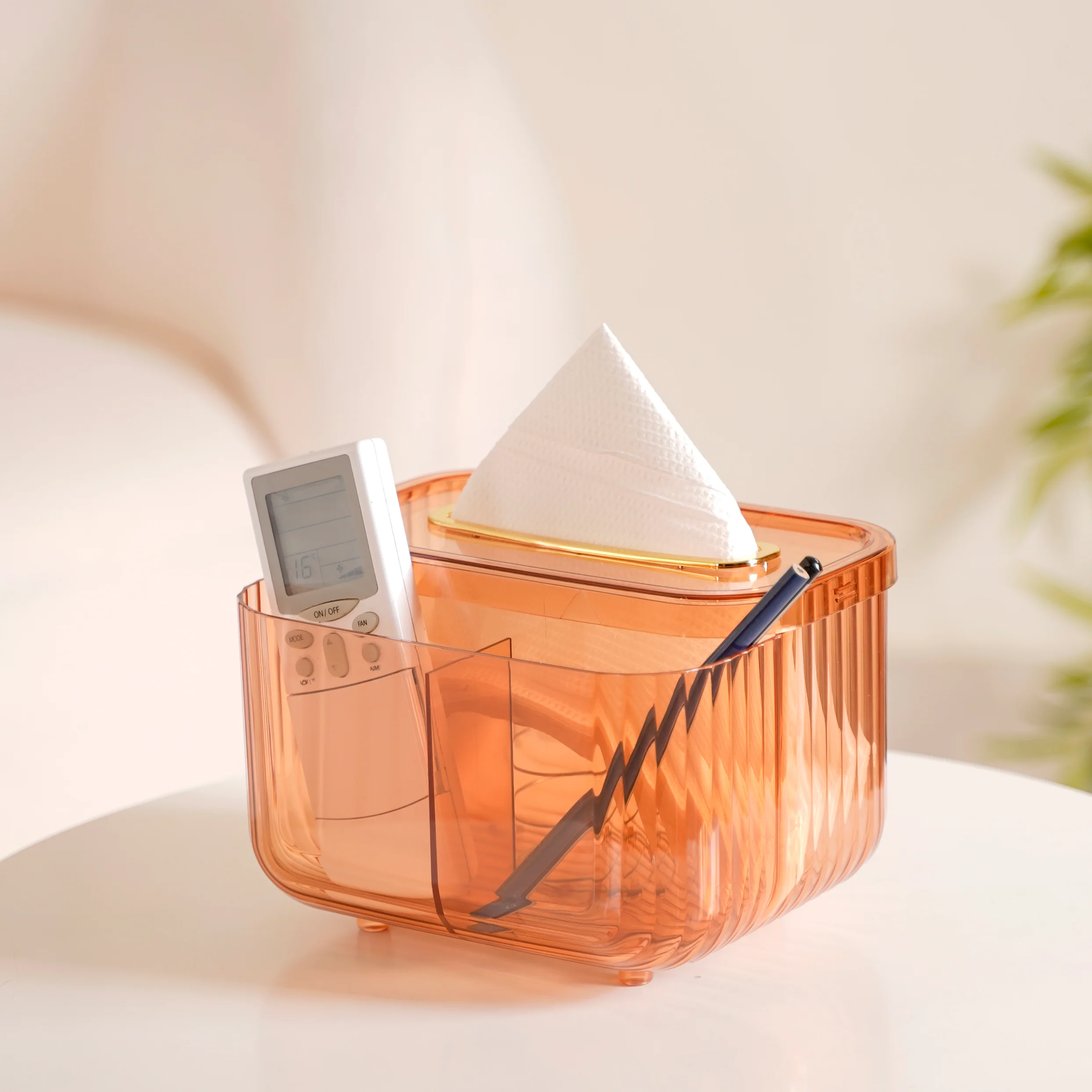 Multipurpose Tissue Paper Box With Compartments Amber - Image 2