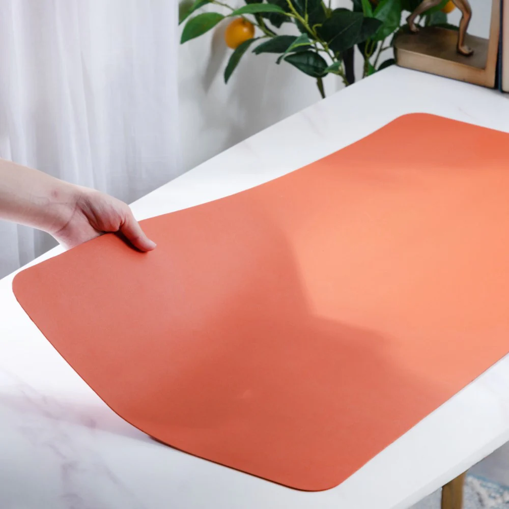 Multipurpose Vegan Leather Desk Mat Orange 31.5 Inch - Image 2