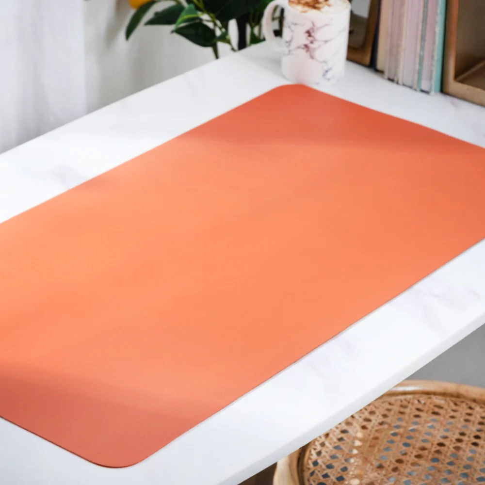 Multipurpose Vegan Leather Desk Mat Orange 31.5 Inch - Image 4