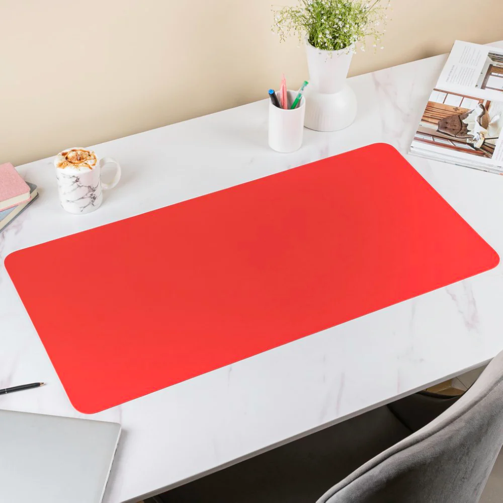 Multipurpose Vegan Leather Desk Mat Red 31.5 Inch - Image 4