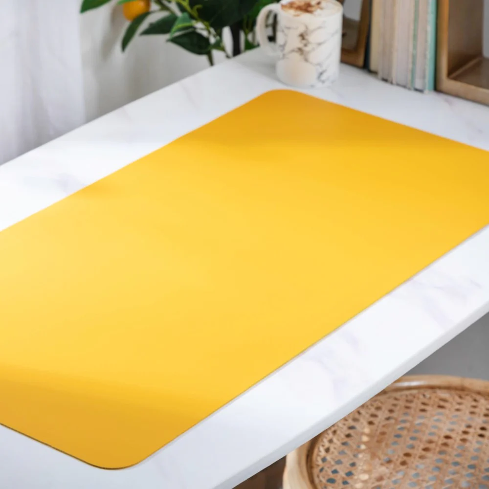 Multipurpose Vegan Leather Desk Mat Yellow 31.5 Inch - Image 4