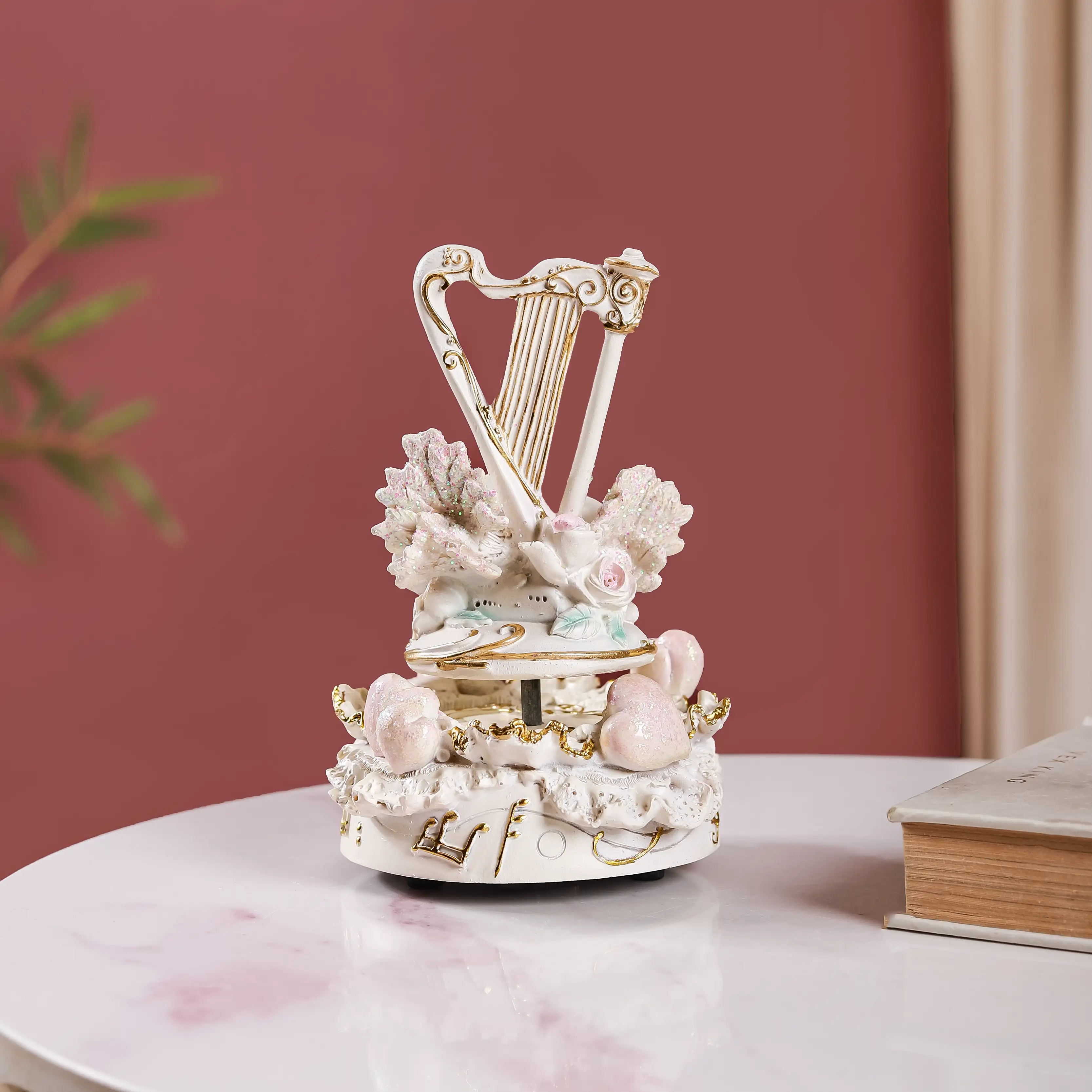 Musical Doves Showpiece Rotating Decor White - Image 5