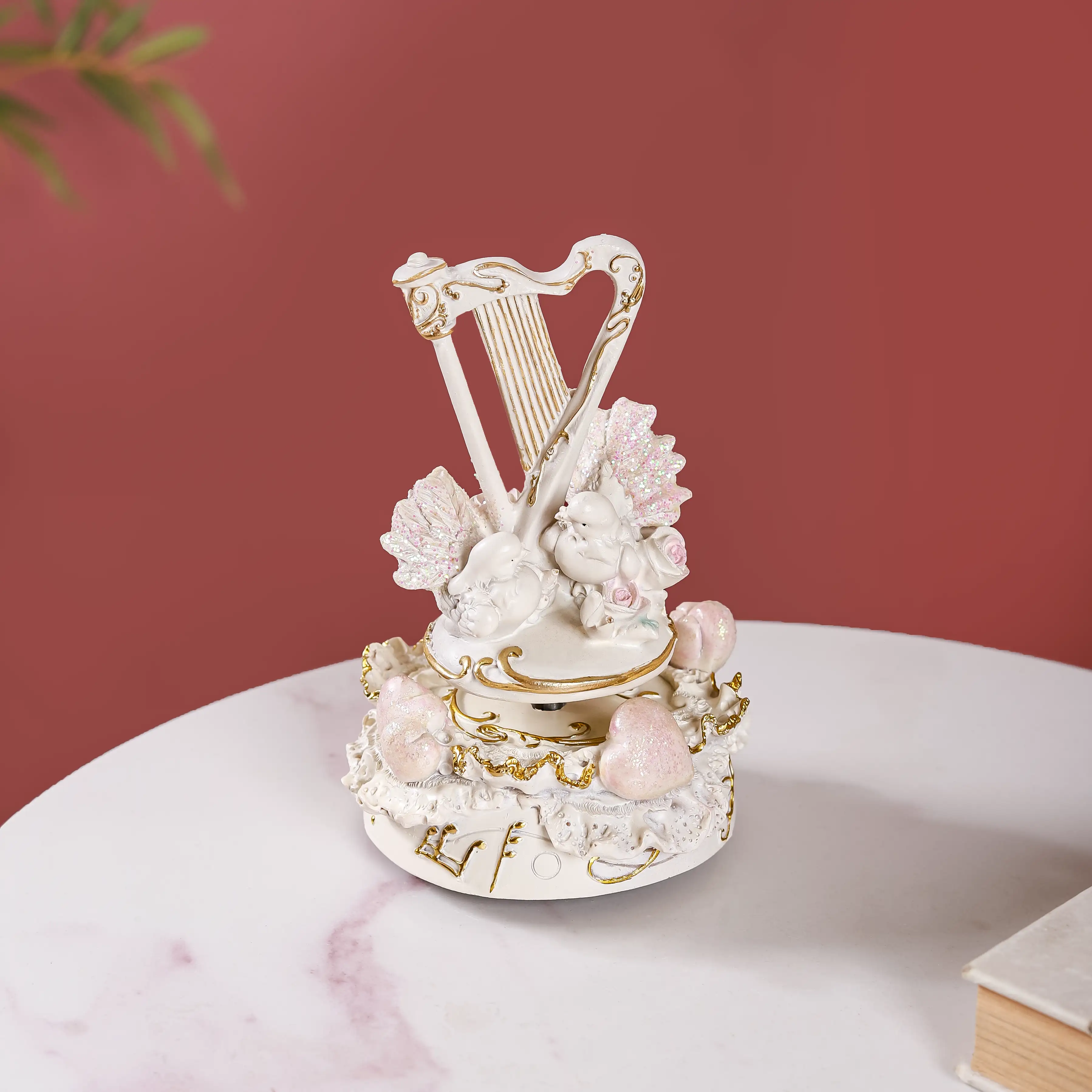 Musical Doves Showpiece Rotating Decor White - Image 7