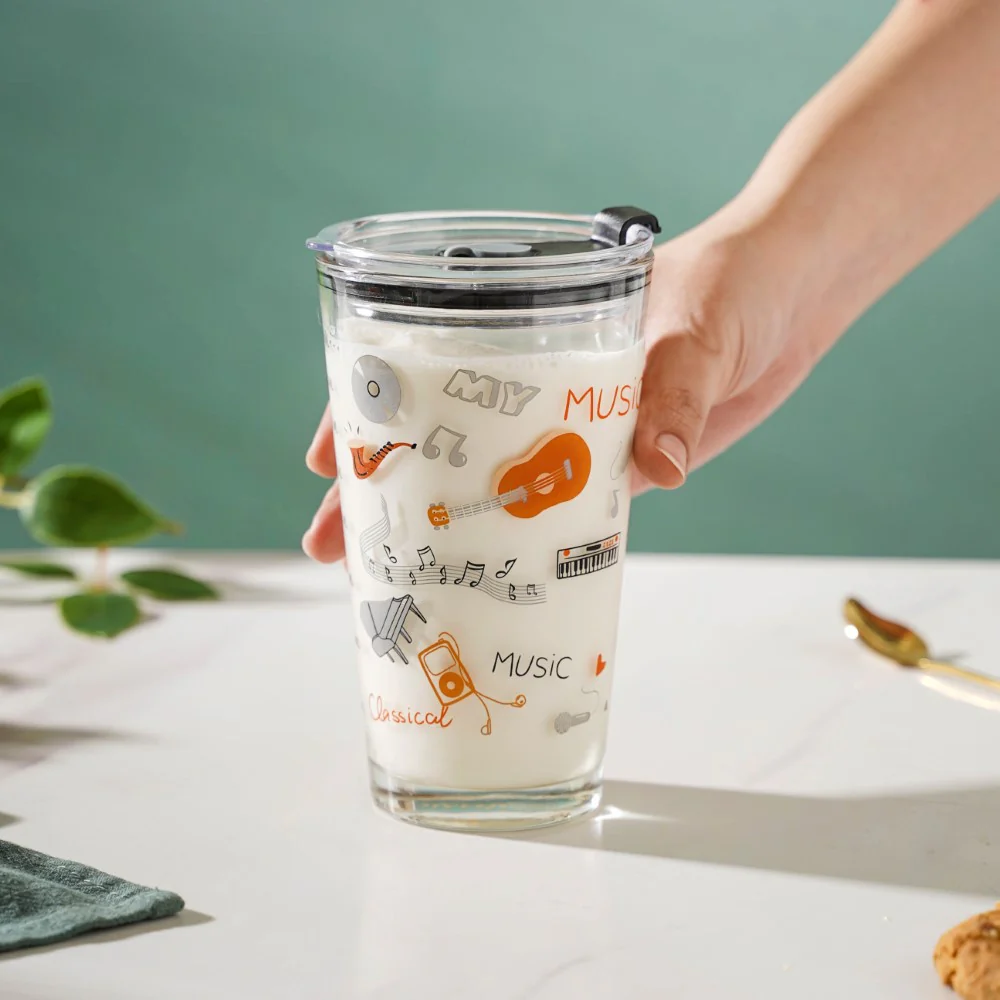 Musical Glass Tumbler With Lid 400 ml - Image 2
