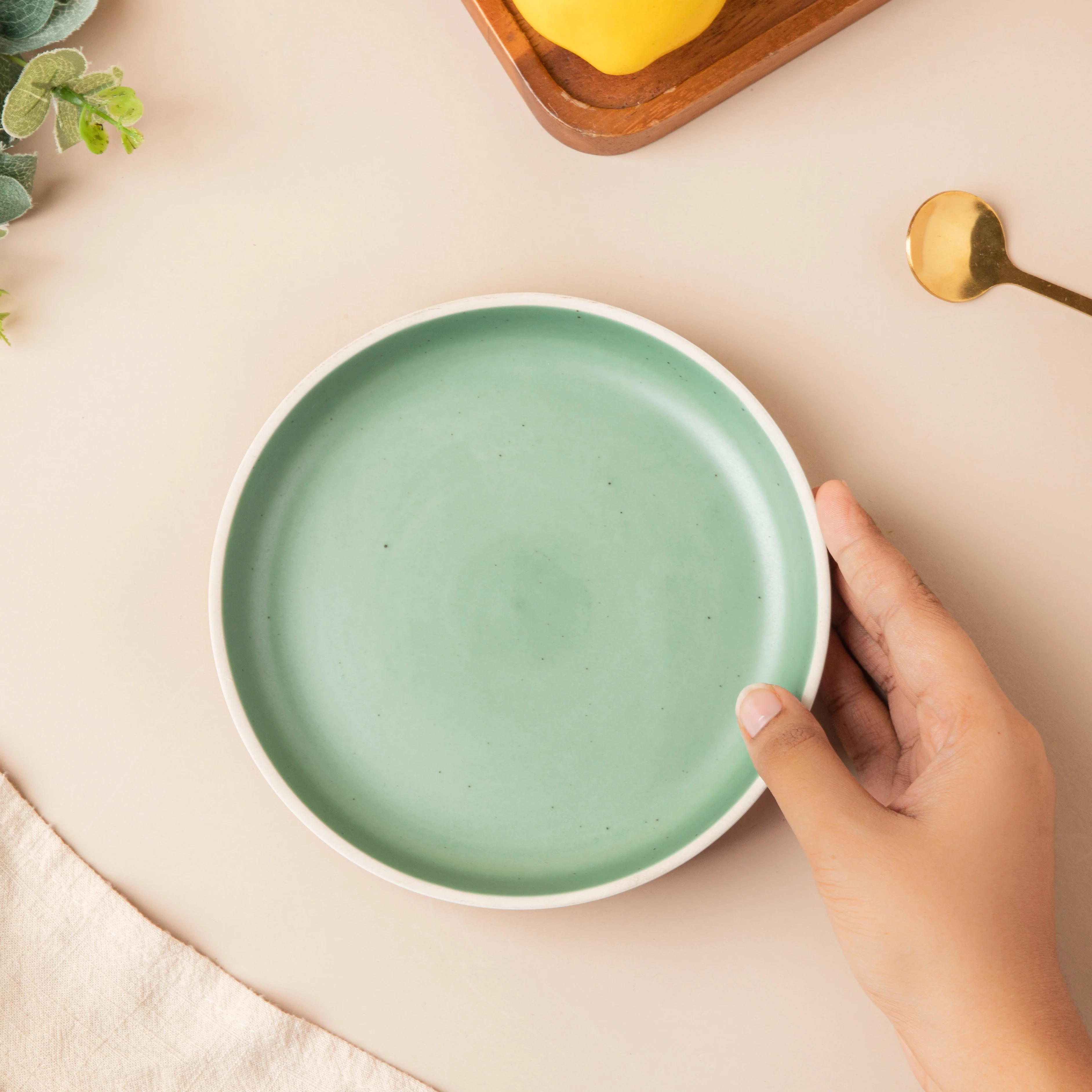 Muted Green Snack Plate 6.5 Inch - Image 3