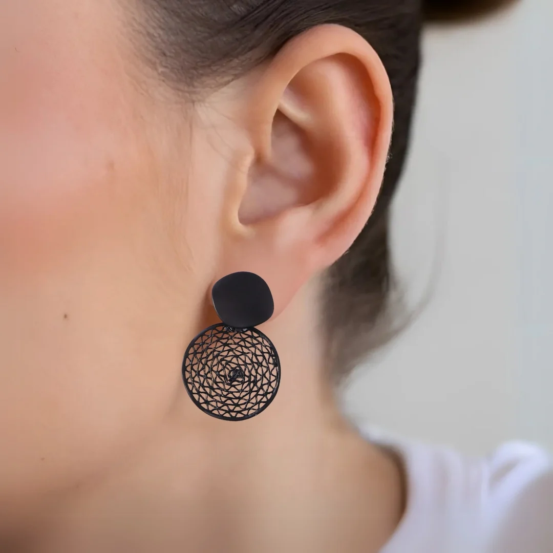 Mystical Mesh Black Drop Earrings - Image 5