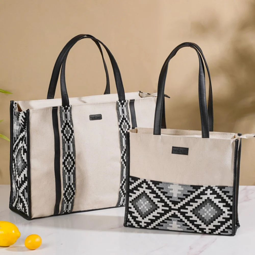 Nahua Canvas Magazine Tote Bag Set Of 2 - Image 5