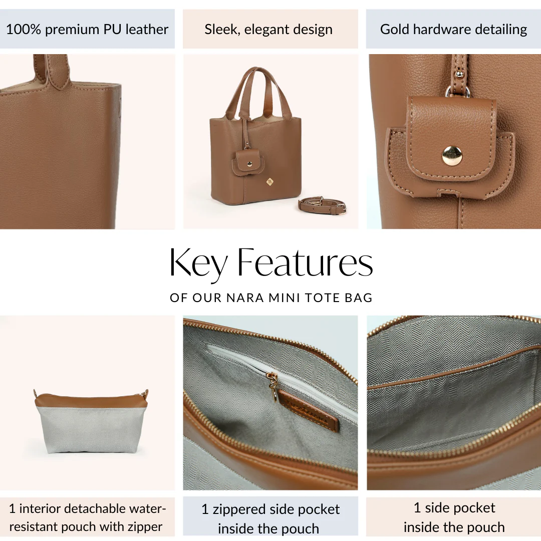 Nara Brown Tote Bag With Sling - Image 6
