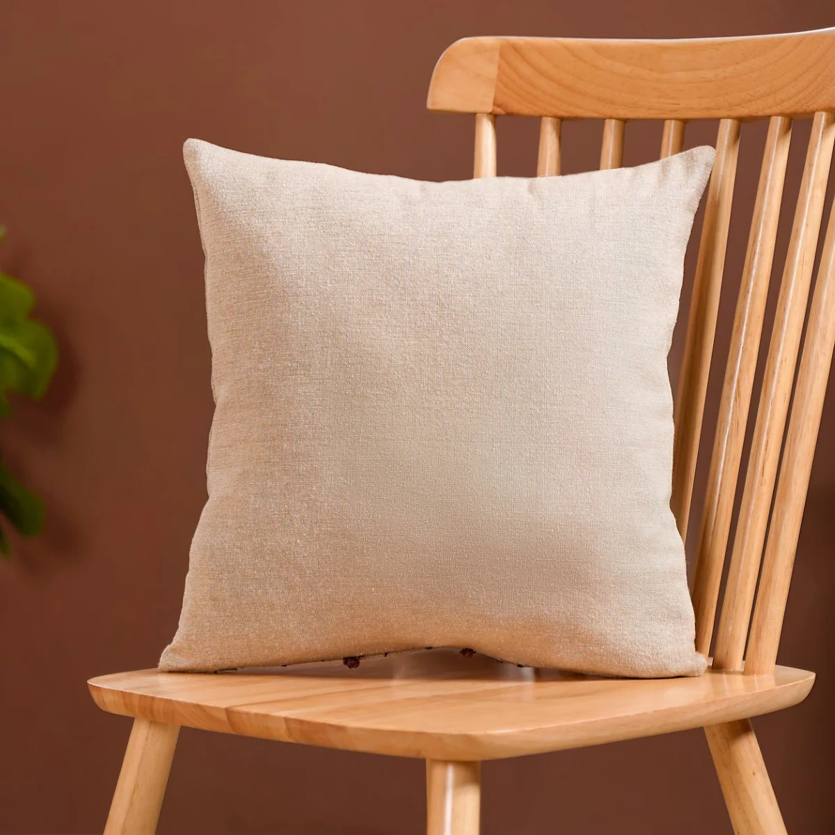 Native Bloom Embroidered Linen Cushion Case 16x16 Inch - Image 3