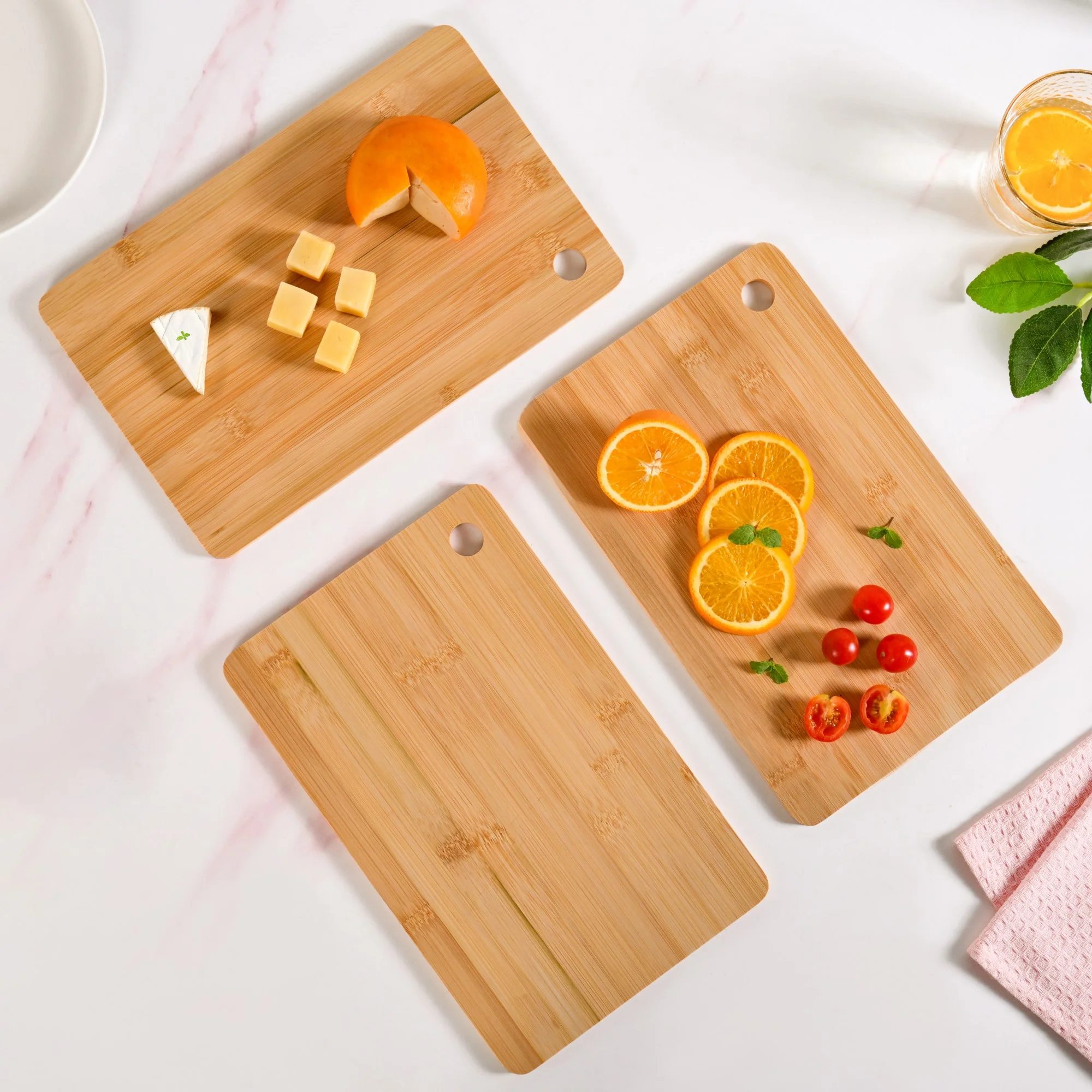 Natural Bamboo Serving Platter Chopping Board Set Of 3 - Image 8