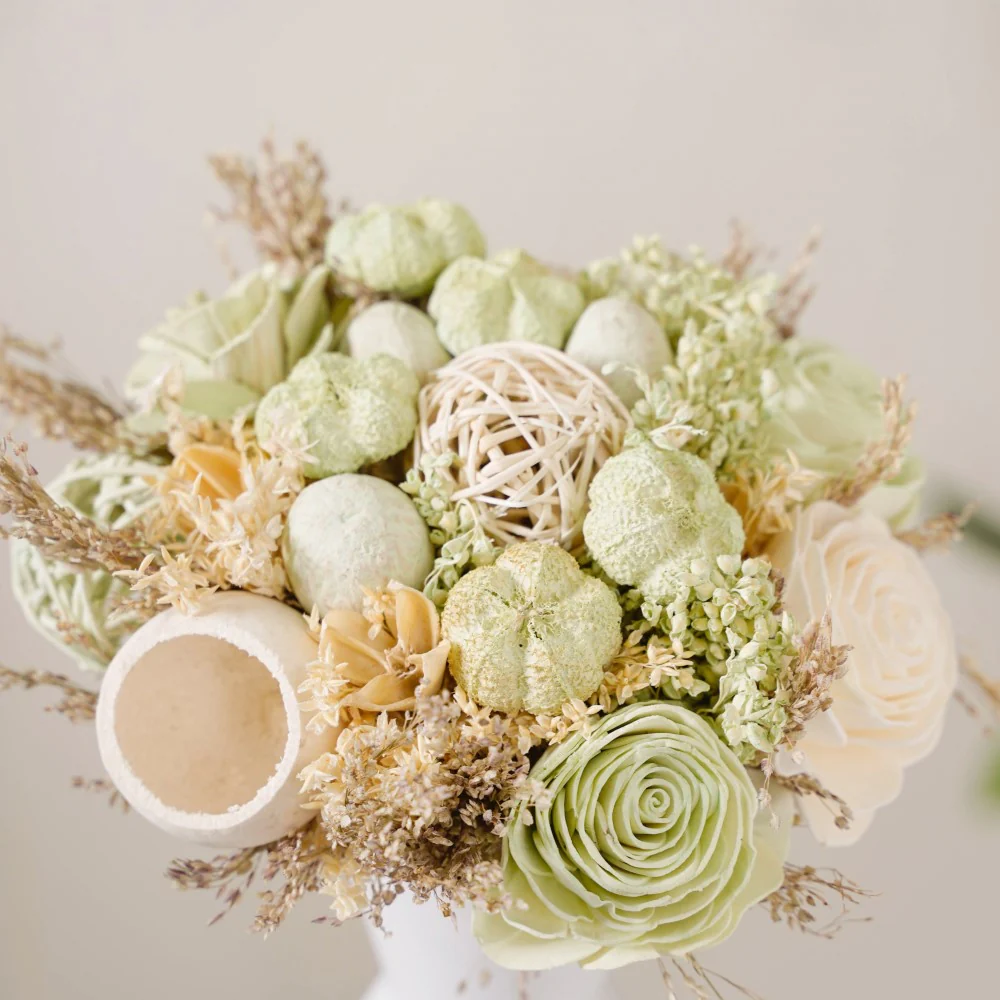 Natural Dried Floral Bouquet Green - Image 2
