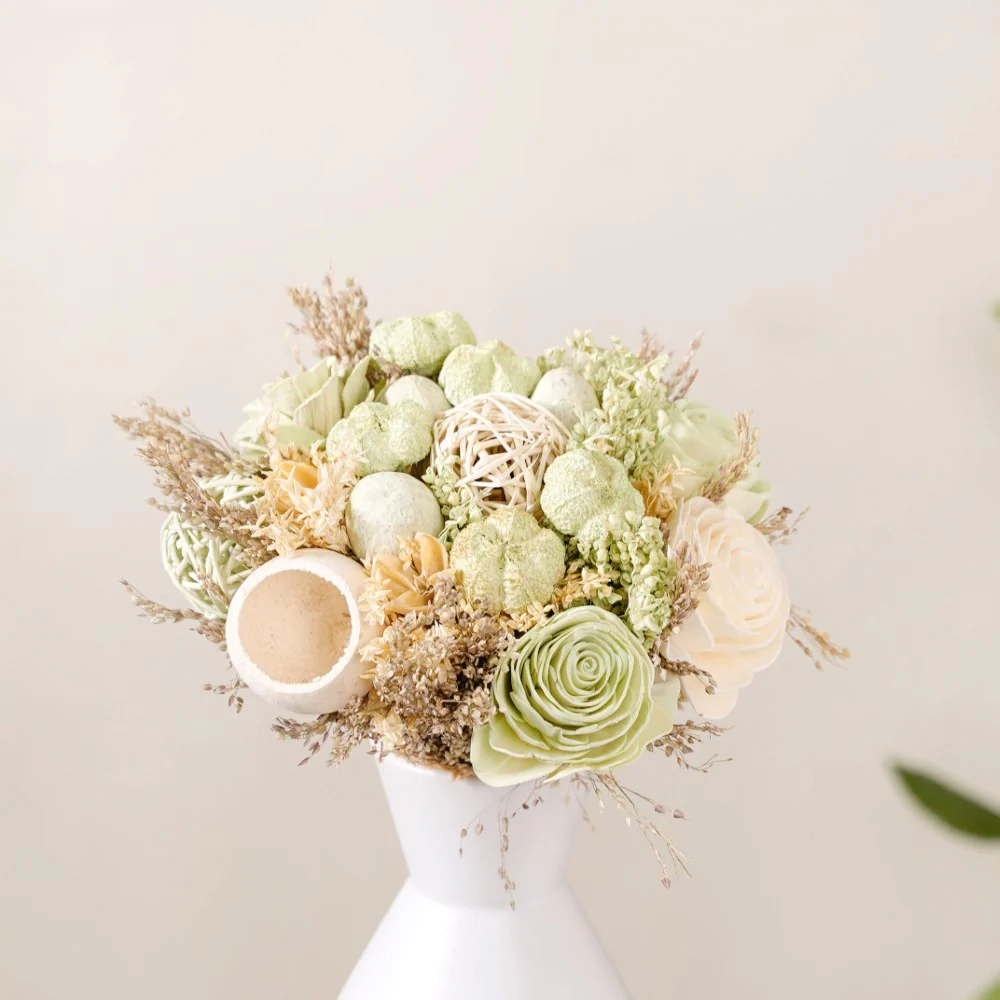 Natural Dried Floral Bouquet Green - Image 4