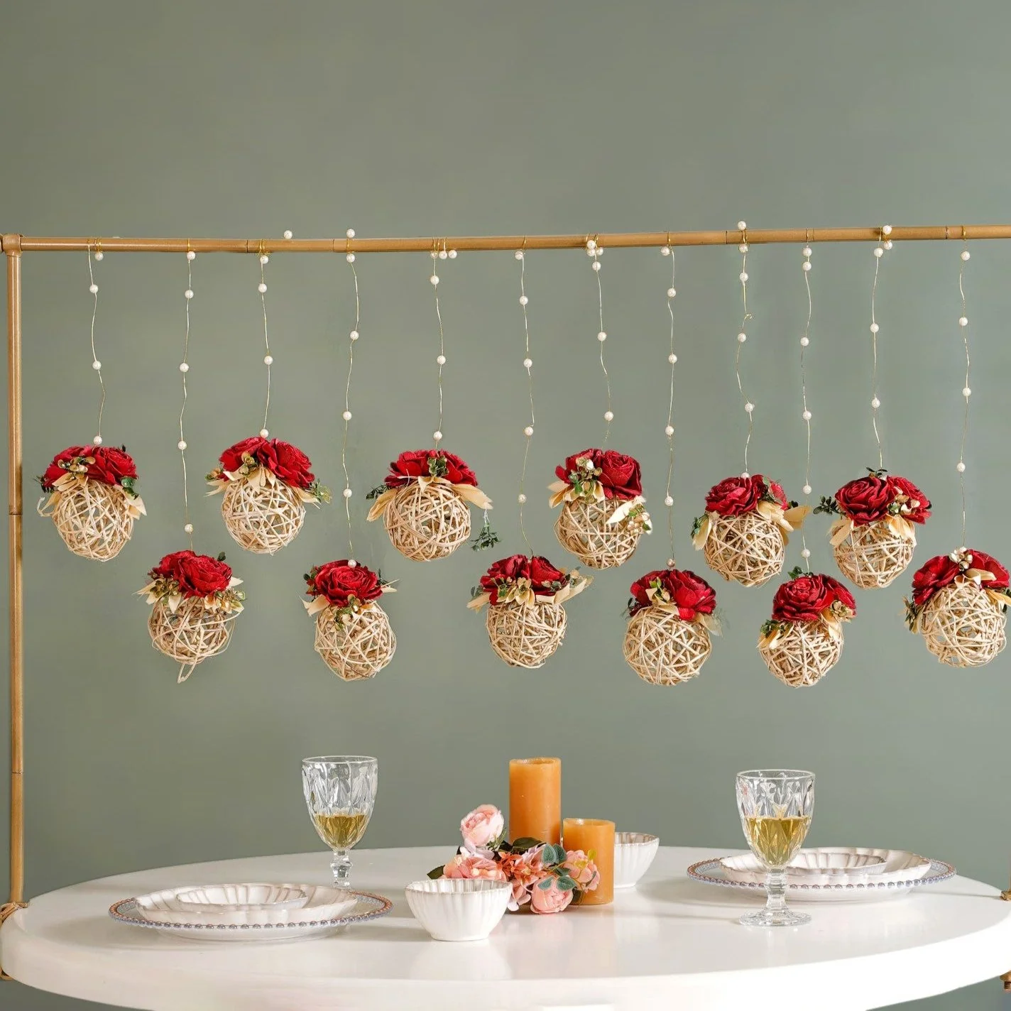 Natural Rose Rattan Wall Hanging Set Of 12