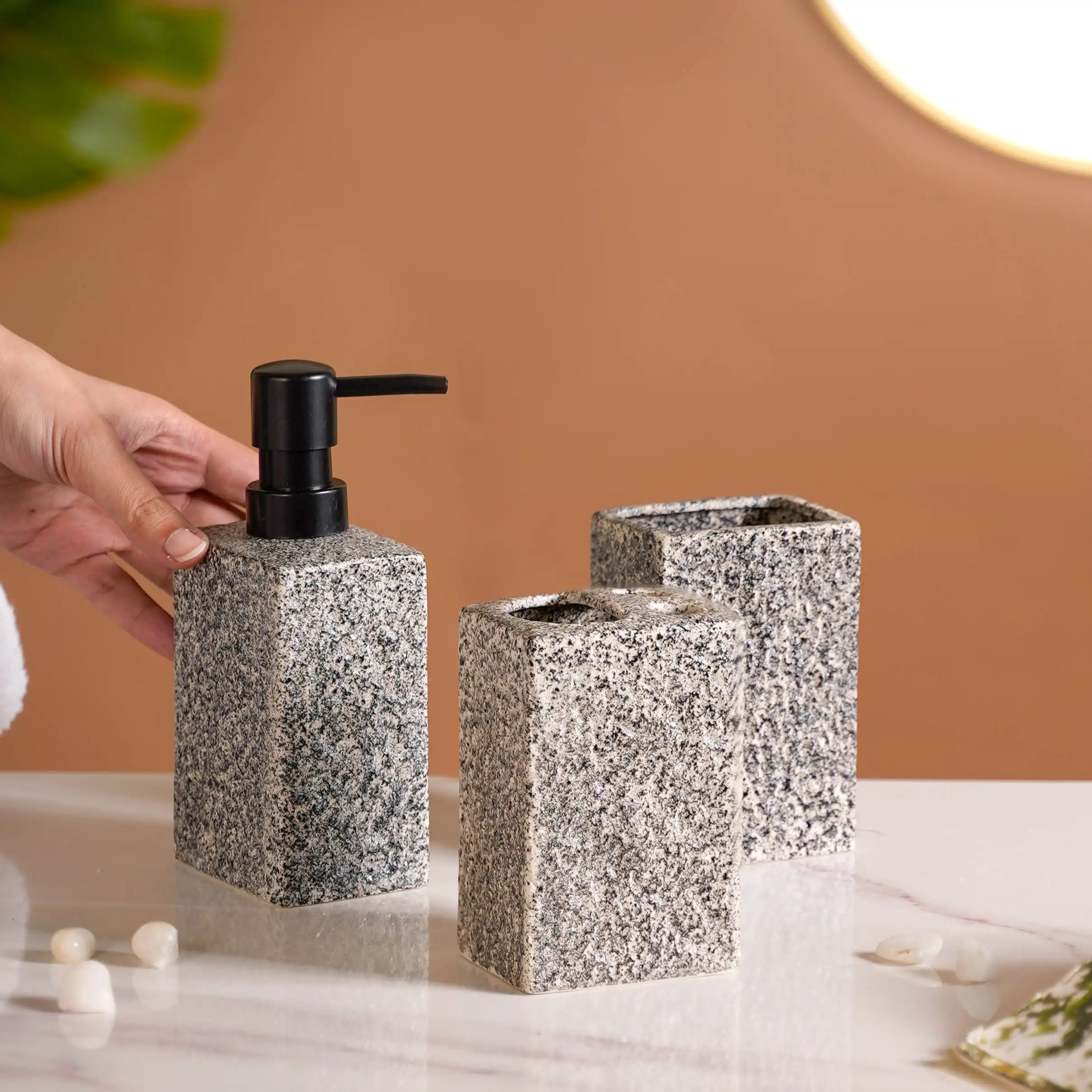 Natural Stone Textured Bathroom Set Of 3 - Image 2