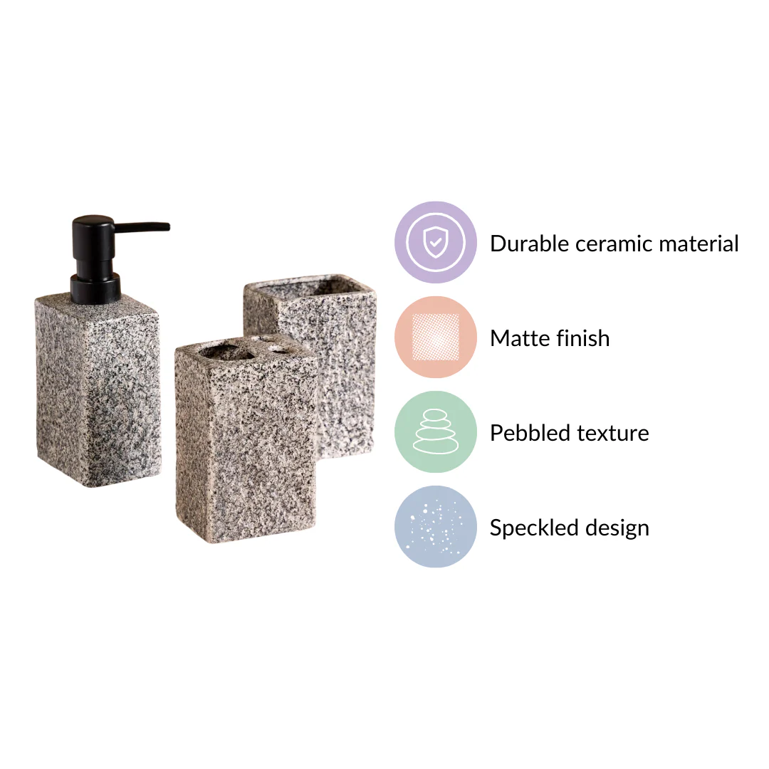 Natural Stone Textured Bathroom Set Of 3 - Image 4