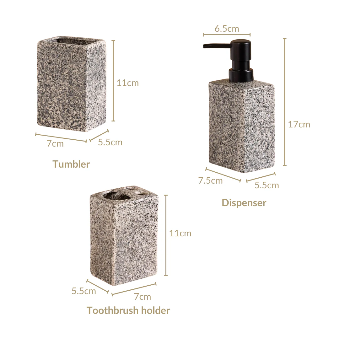 Natural Stone Textured Bathroom Set Of 3 - Image 6