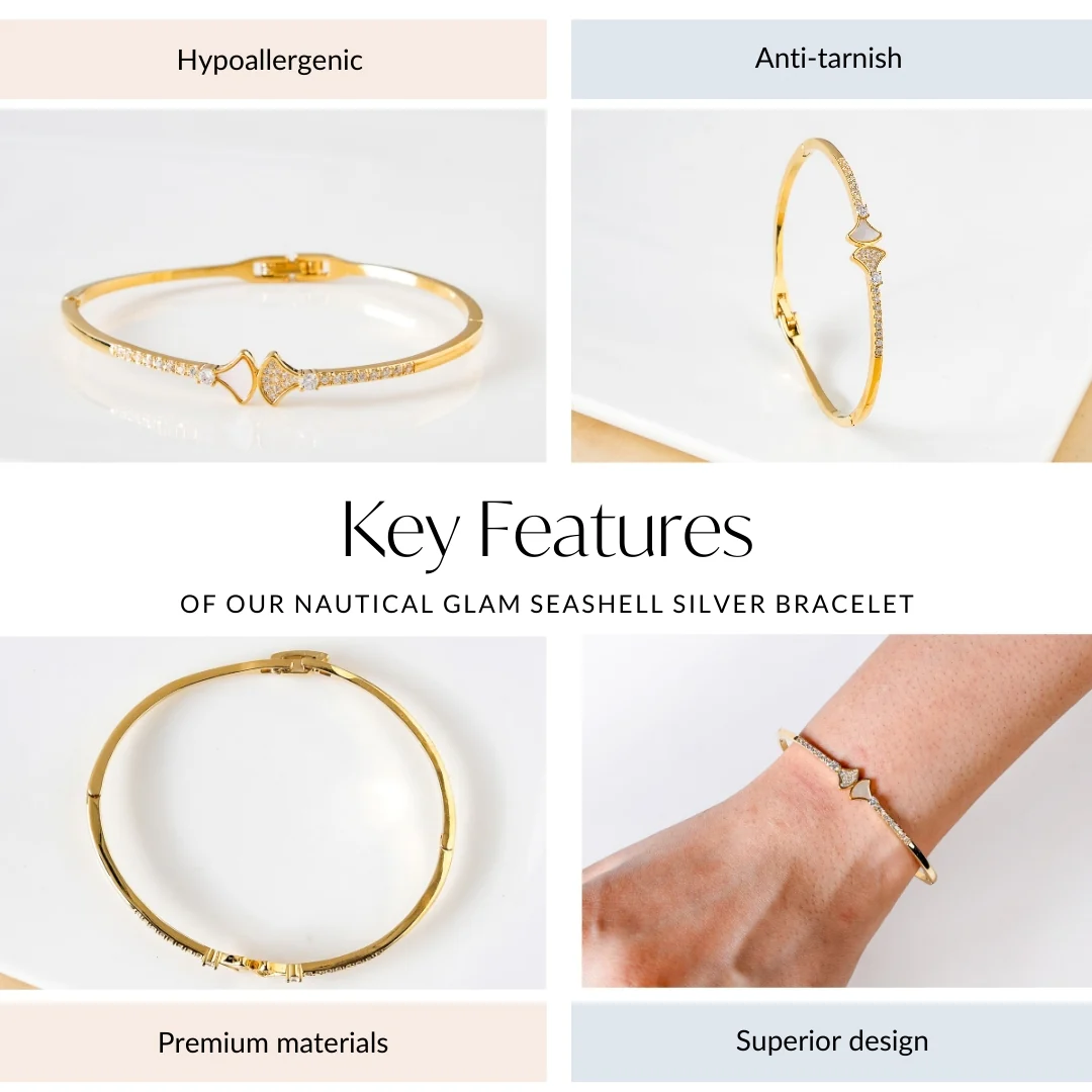 Nautical Glam Seashell Gold Bracelet - Image 4